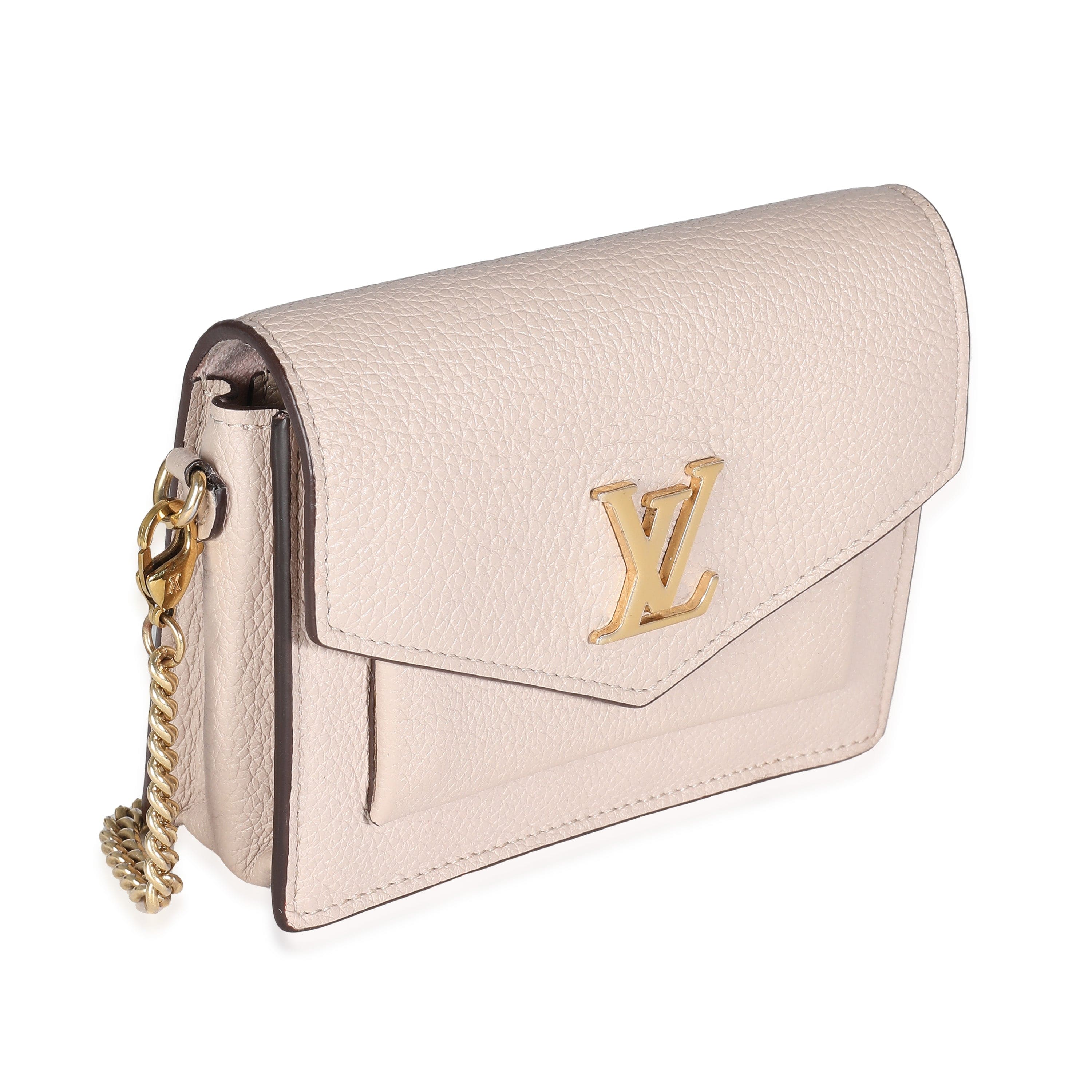 Louis Vuitton LV Greige Calfskin Mini MyLockMe Chain Pochette