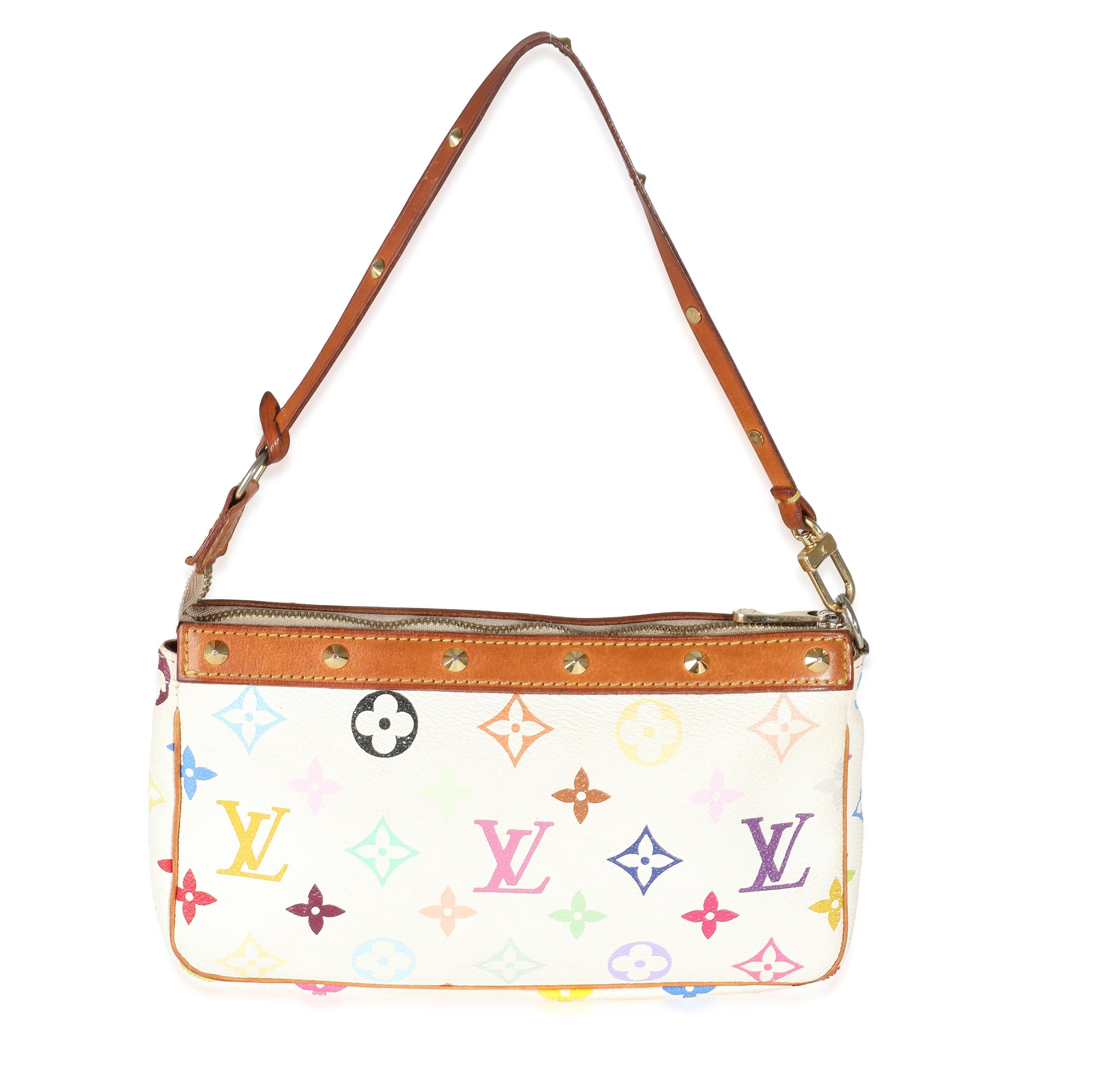 Louis Vuitton White Monogram Multicolor Canvas Pochette Accessories