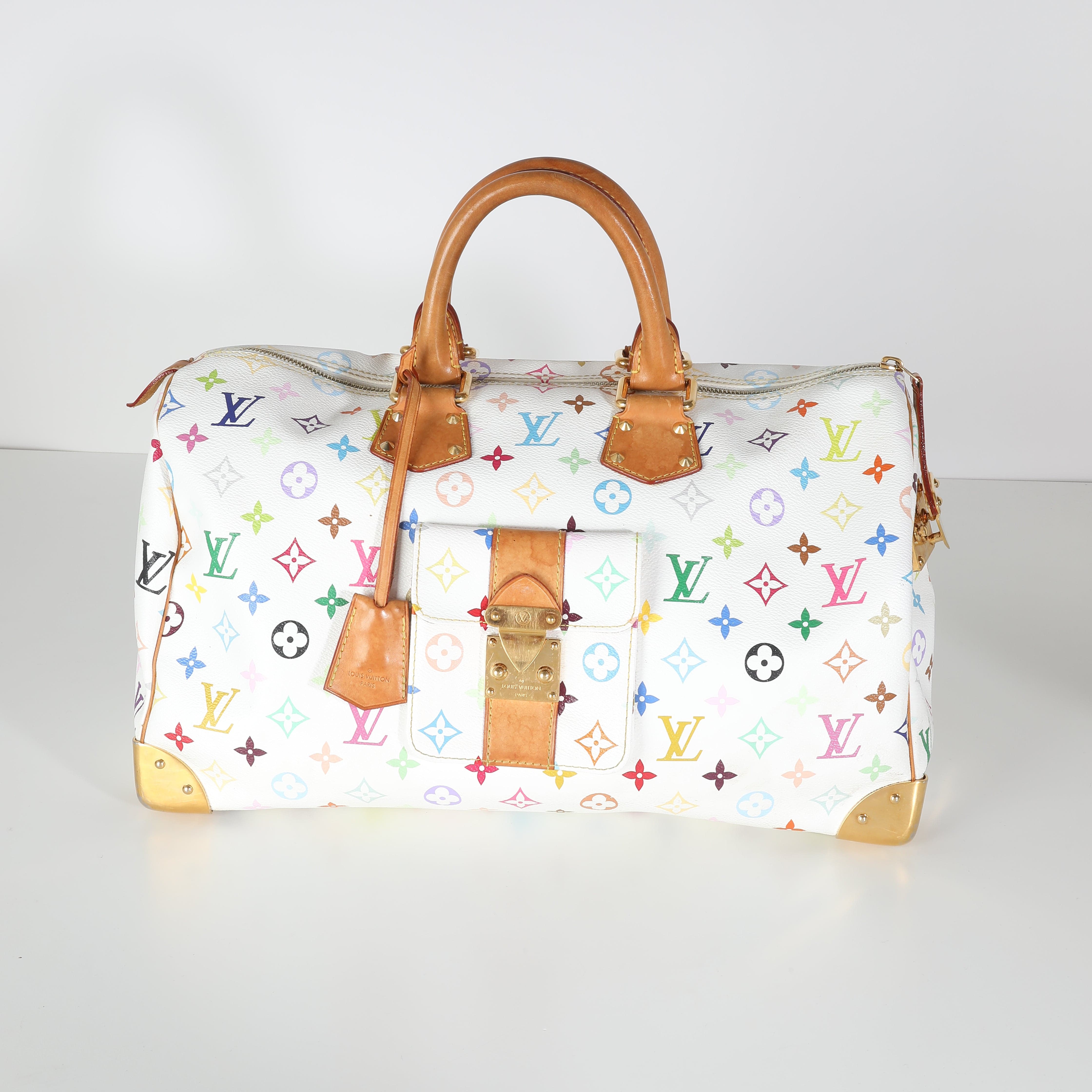 Louis Vuitton White Multicolor Canvas Speedy 40