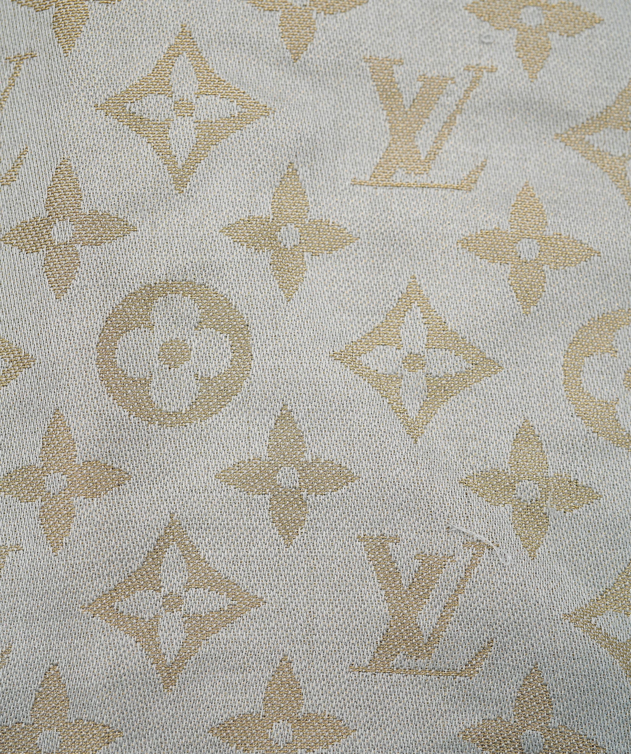 Louis Vuitton Louis Vuitton Monogram Gold and Blue Silk Scarf  ALC1878