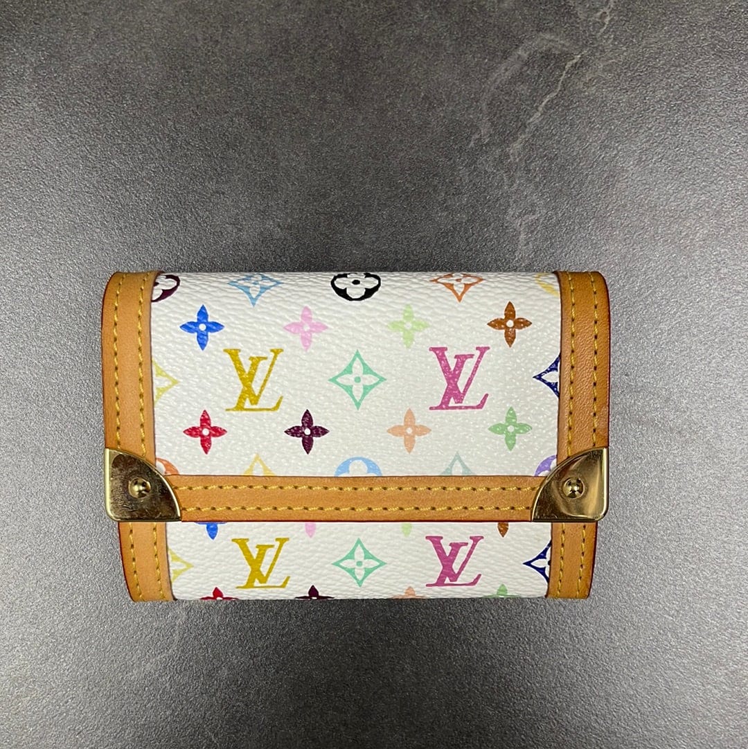 Louis Vuitton LOUIS VUITTON Murakami Porte Monnaie Plat White Wallet