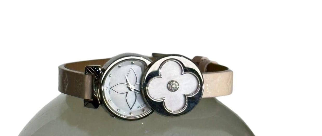 Louis Vuitton LV Monogram Steel Watch with Diamonds