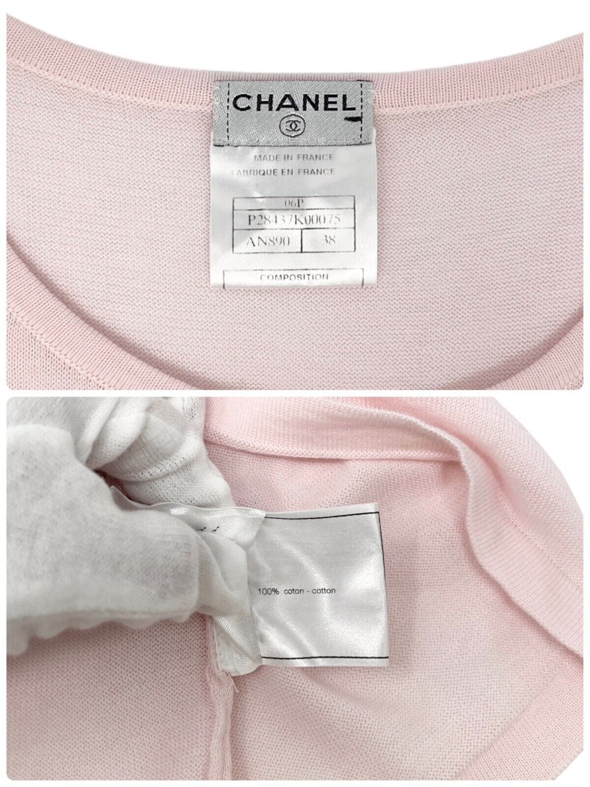 Luxury Fashion Spark CHANEL Vintage 06P CC Mark Logo Sleeveless Knit Top #38 Pink Cotton Rank AB