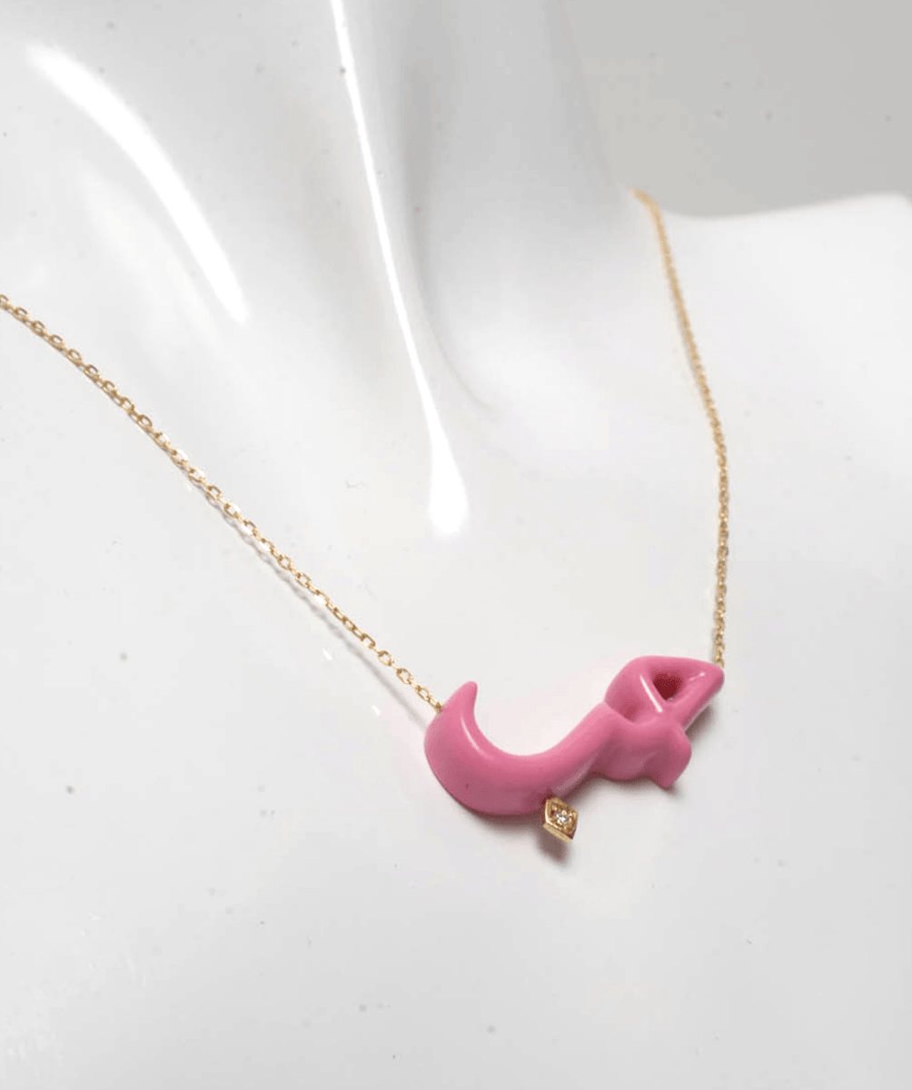 18 carat Gold necklace with Arabic writing 'LOVE' pink