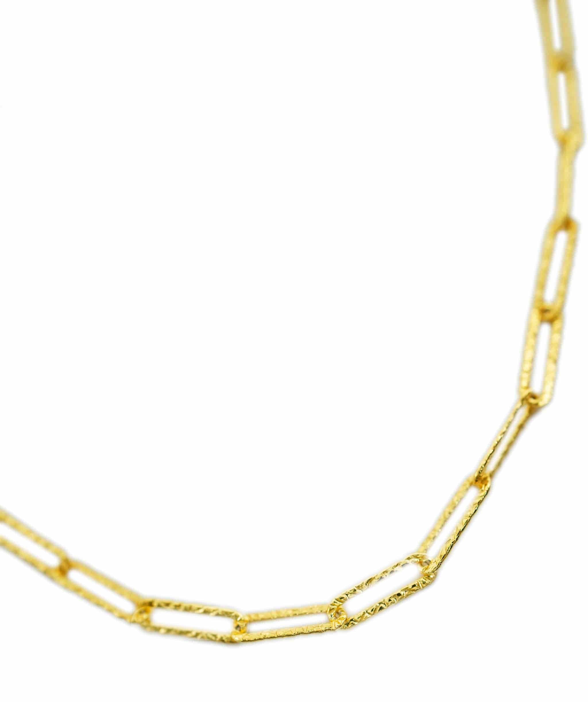 Luxury Promise 18k Gold Plated Paperclip Thick Chain Link Necklace ASL7956