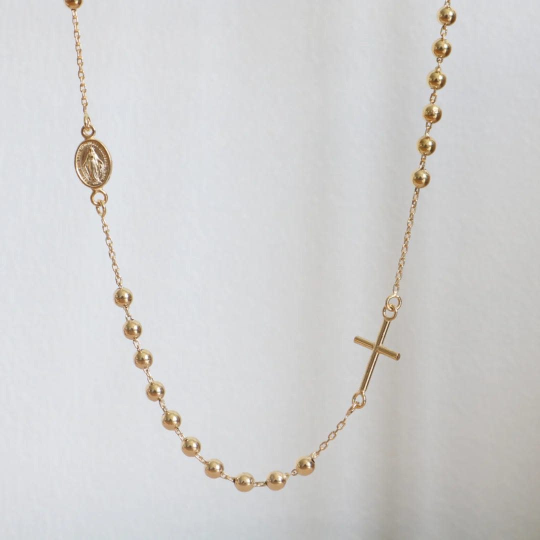 9Ct Gold Diamond Ball Chain Cross Necklace ASC2337