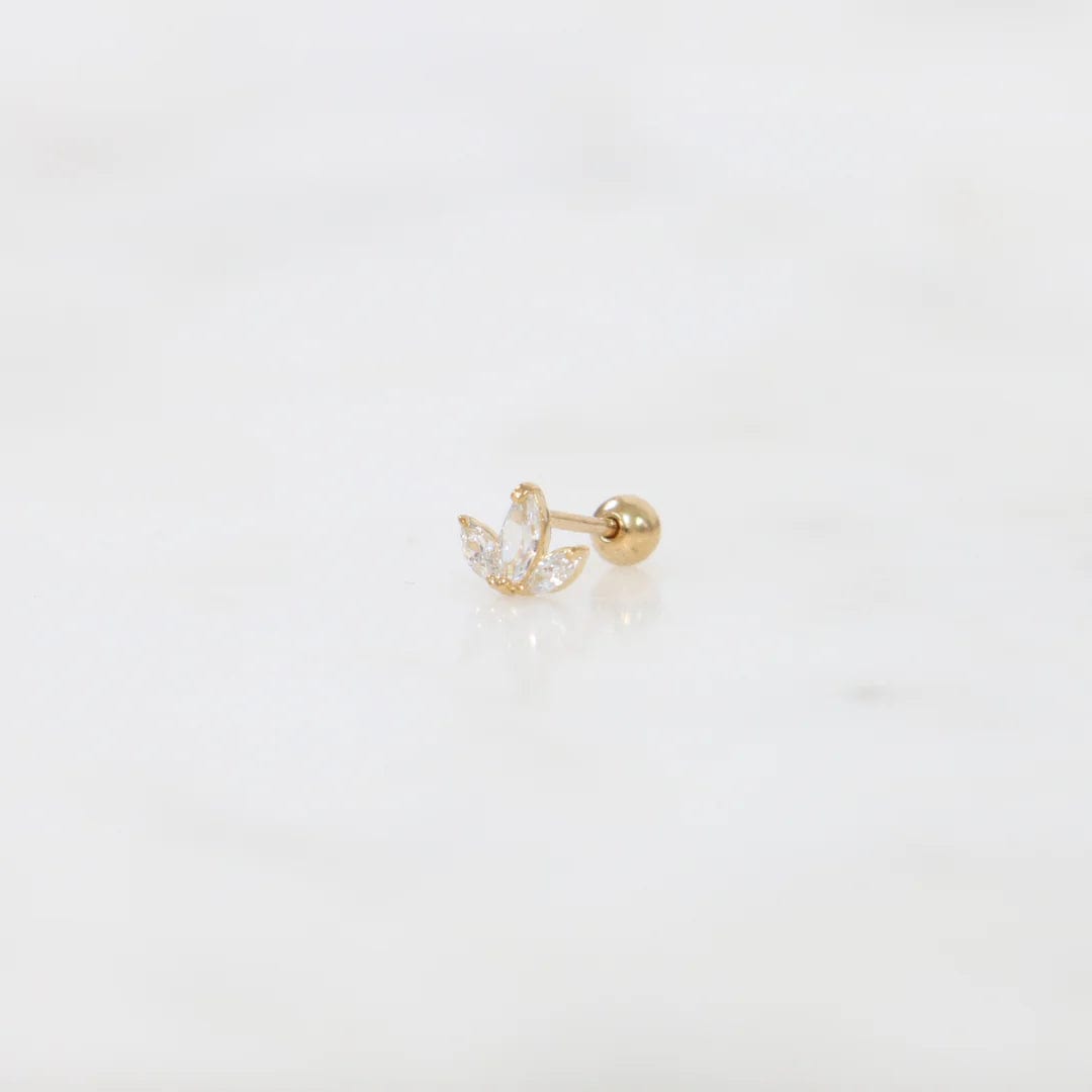 9Ct Yellow Gold Cz Barbell Earring Stud ASC2327