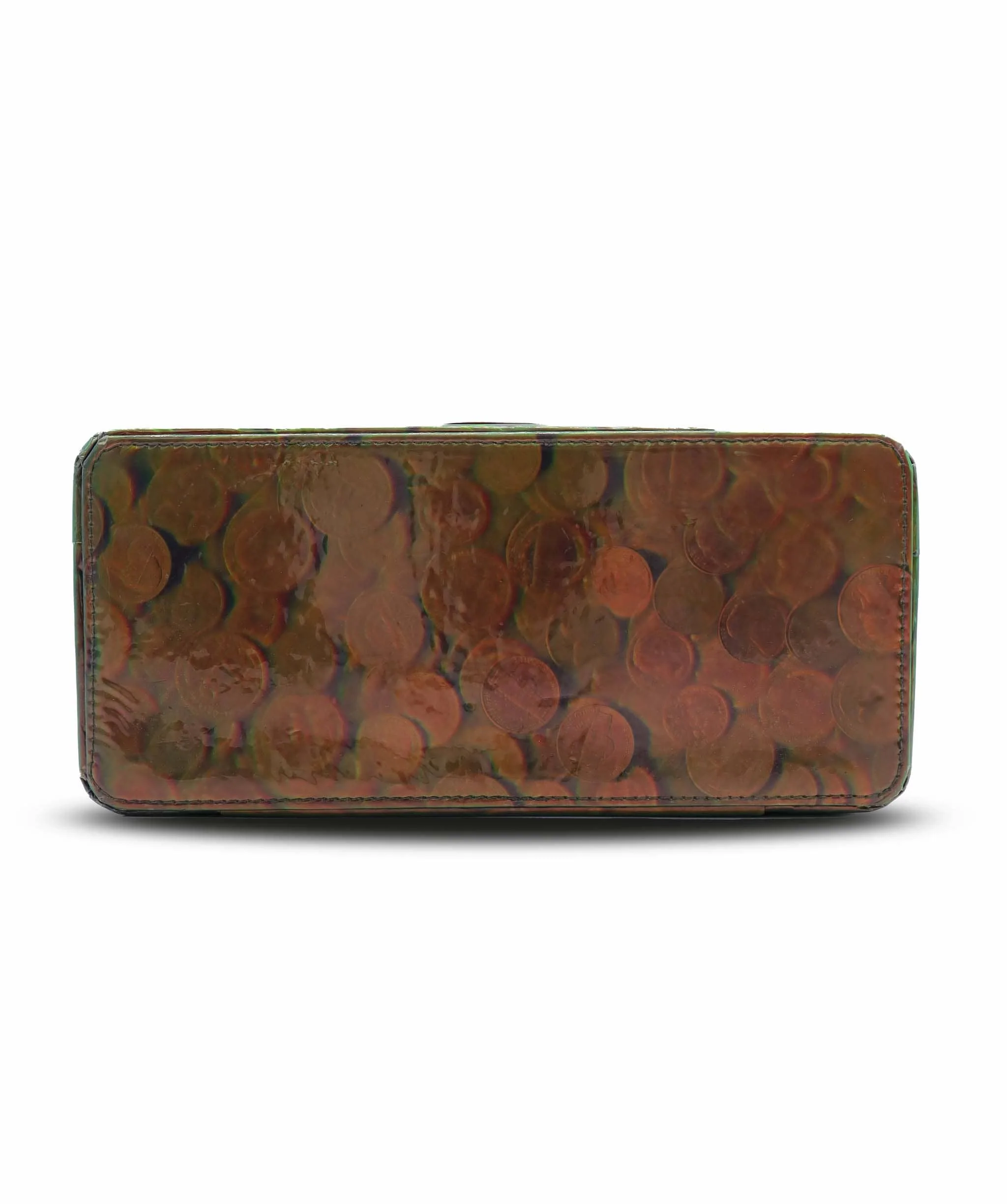 Luxury Promise CHANEL VINTAGE COIN PATTERN HAND BAG GREEN ENAMEL DXBS6374