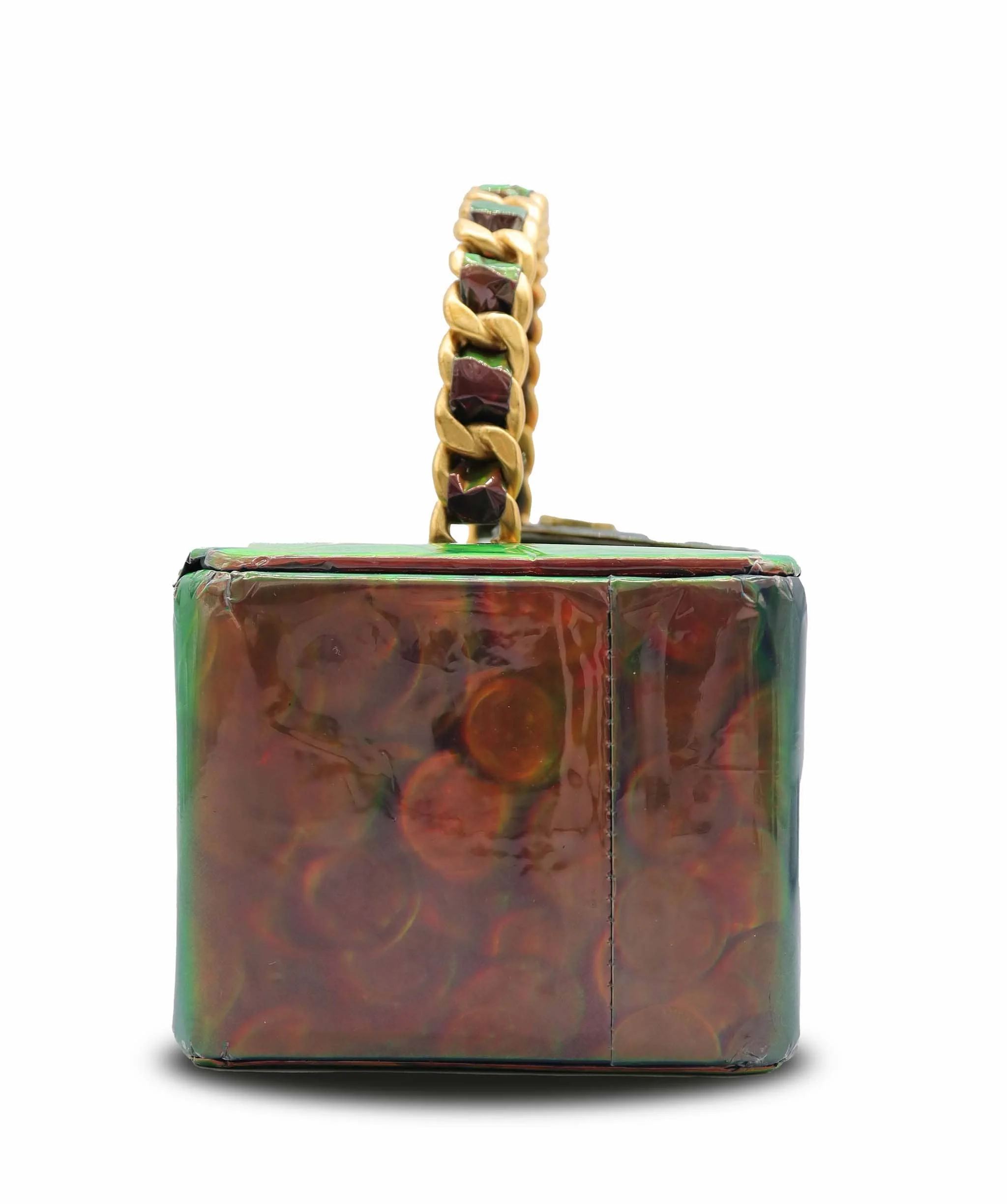 Luxury Promise CHANEL VINTAGE COIN PATTERN HAND BAG GREEN ENAMEL DXBS6374