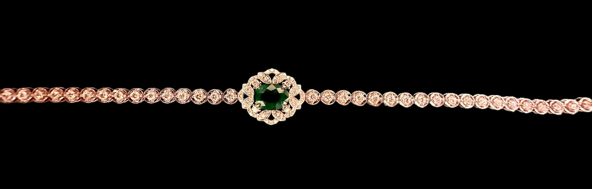 Luxury Promise Emerald and White Diamond Bracelet set in 18K White Gold