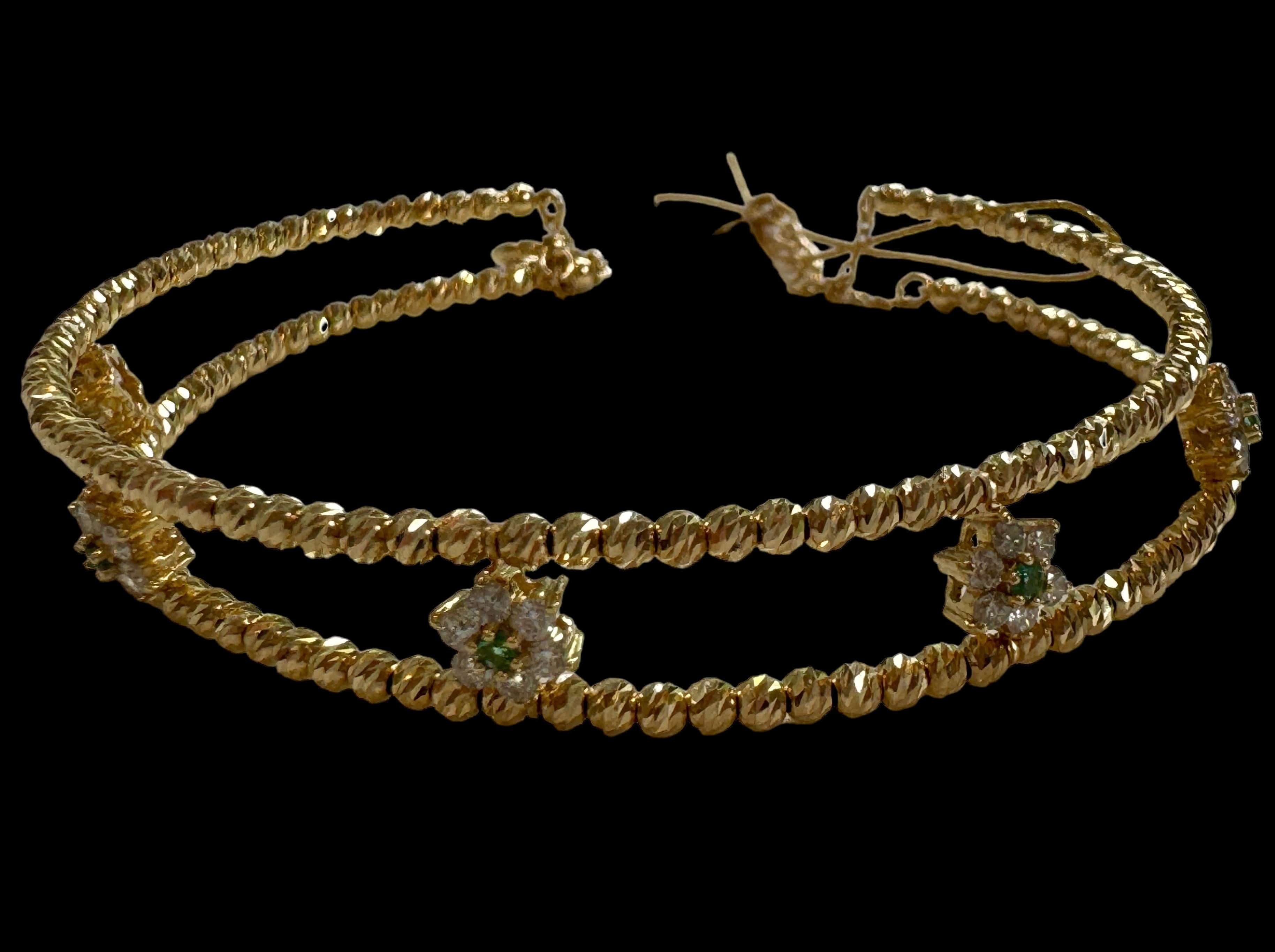 Luxury Promise Emerald & Diamond set in 18K Yellow Gold Bracelet