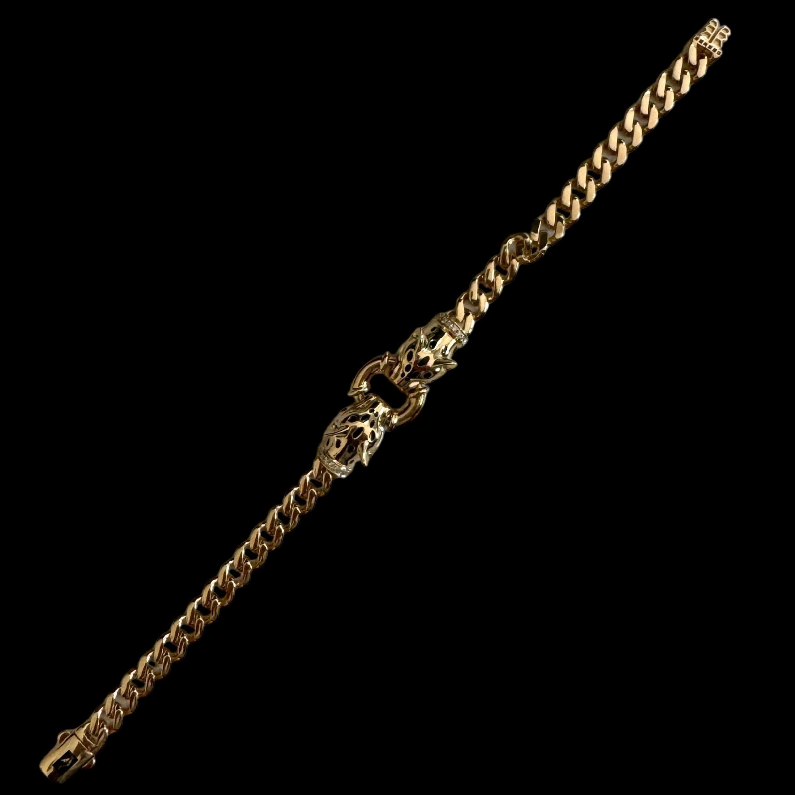 Luxury Promise Panther Head 18K Yellow Gold Bracelet