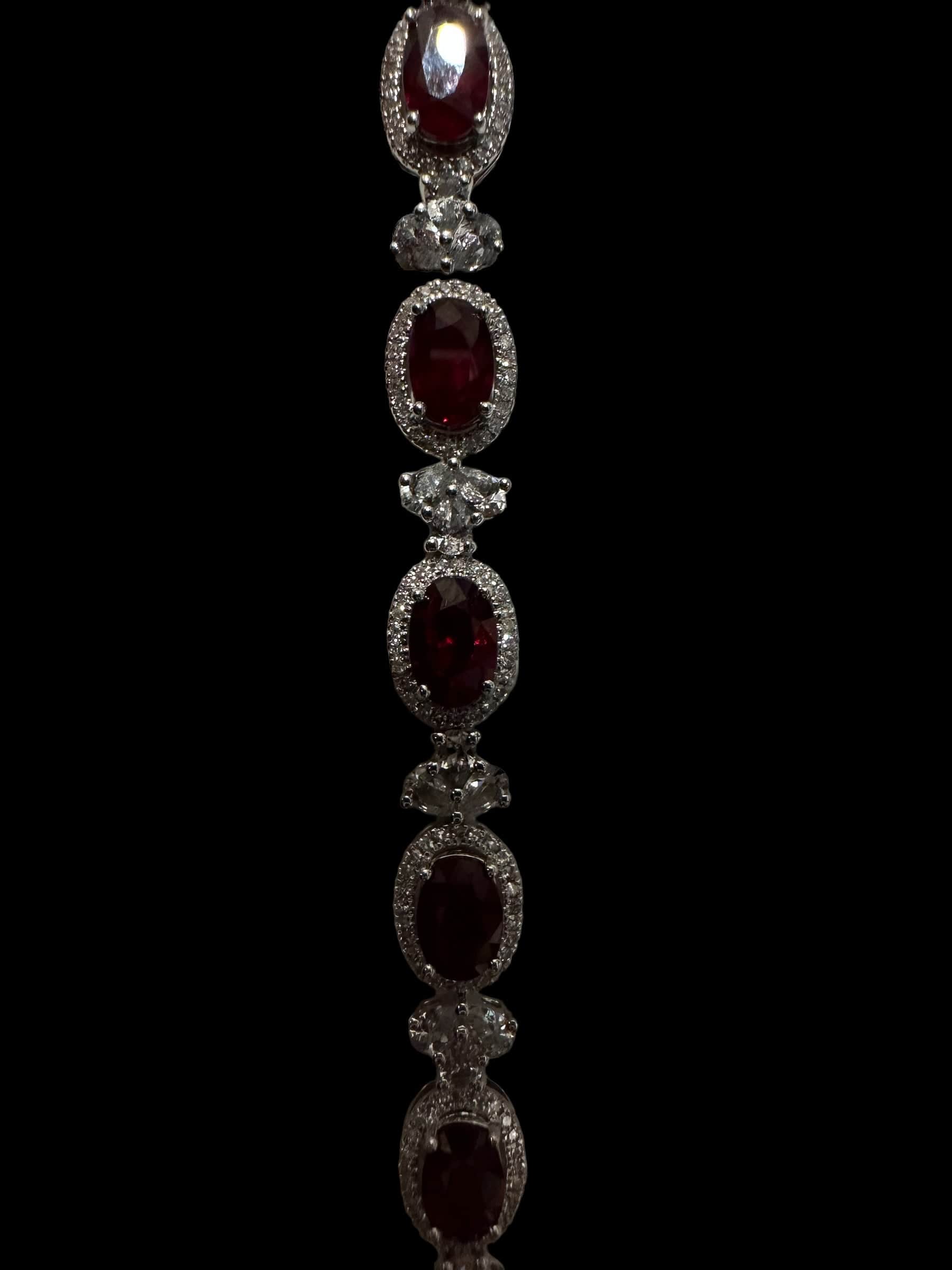 Luxury Promise Ruby & Diamond Bracelet set in 18K White Gold