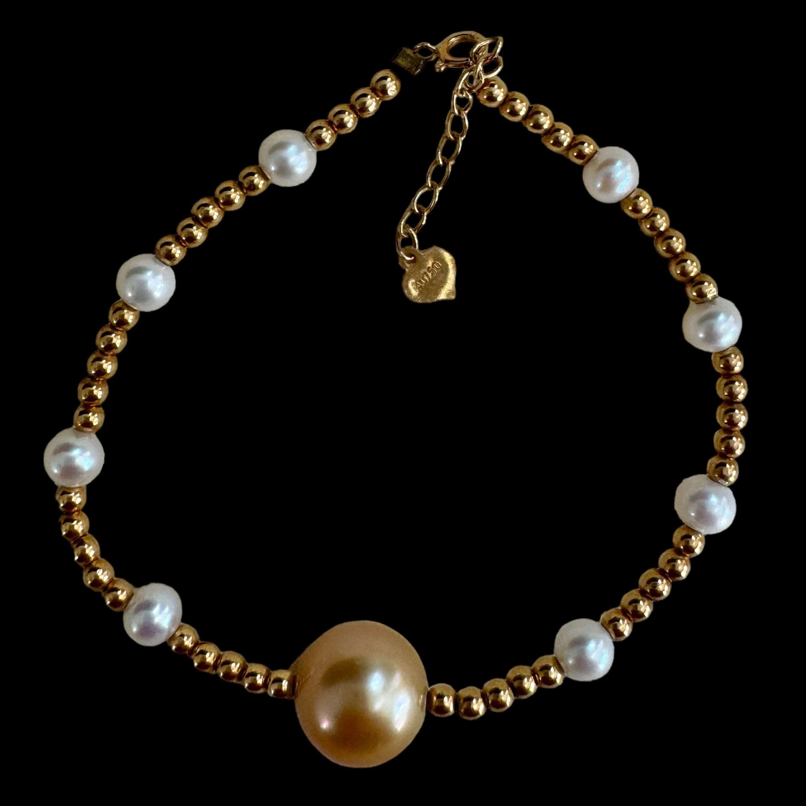 Luxury Promise South Sea Yellow Pearl and White Freshwater Pearl Bracelet