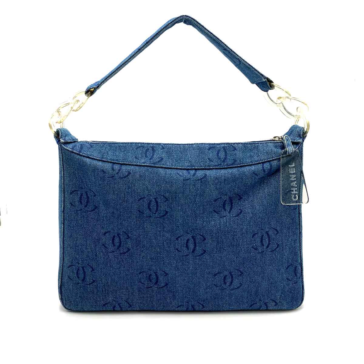 Luxury Promise CHANEL CLEAR CHAIN TOTE BAG BLUE DENIM 90233415