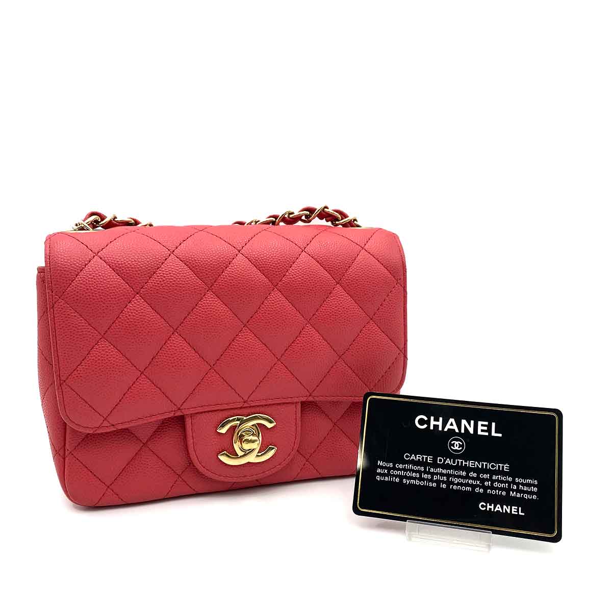 Luxury Promise CHANEL MINI SQUARE CHAIN SHOULDER BAG PINK CAVIAR SKIN 90235465