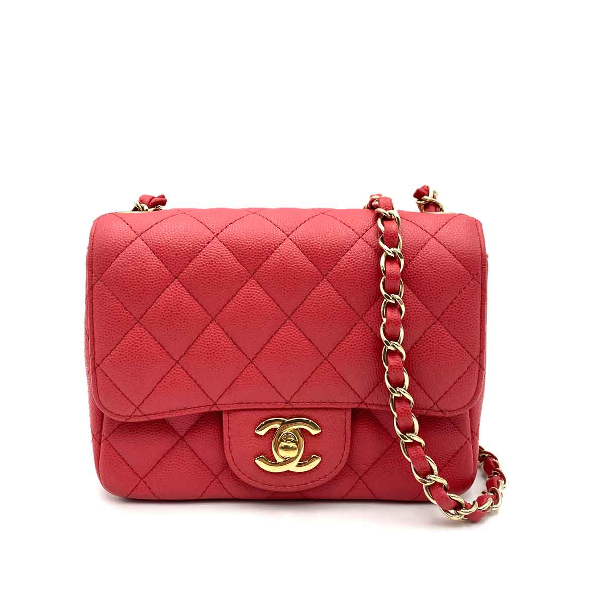 Luxury Promise CHANEL MINI SQUARE CHAIN SHOULDER BAG PINK CAVIAR SKIN 90235465