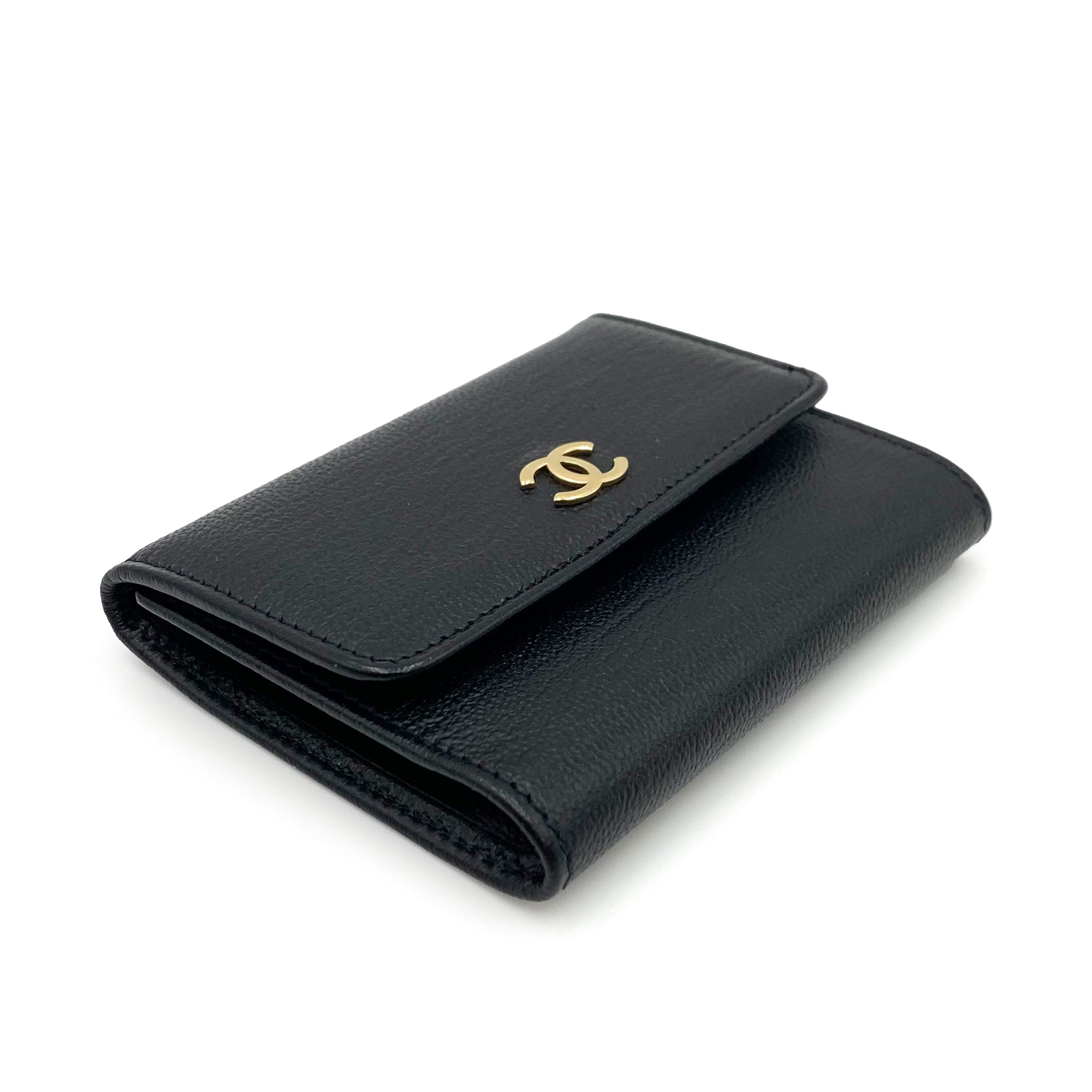 Luxury Promise CHANEL VINTAGE BIFOLD COMPACT WALLET BLACK CALFSKIN 90234539