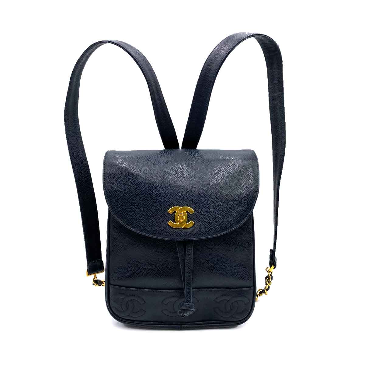 Luxury Promise CHANEL VINTAGE CHAIN BACKPACK NAVY CAVIAR SKIN 90233421