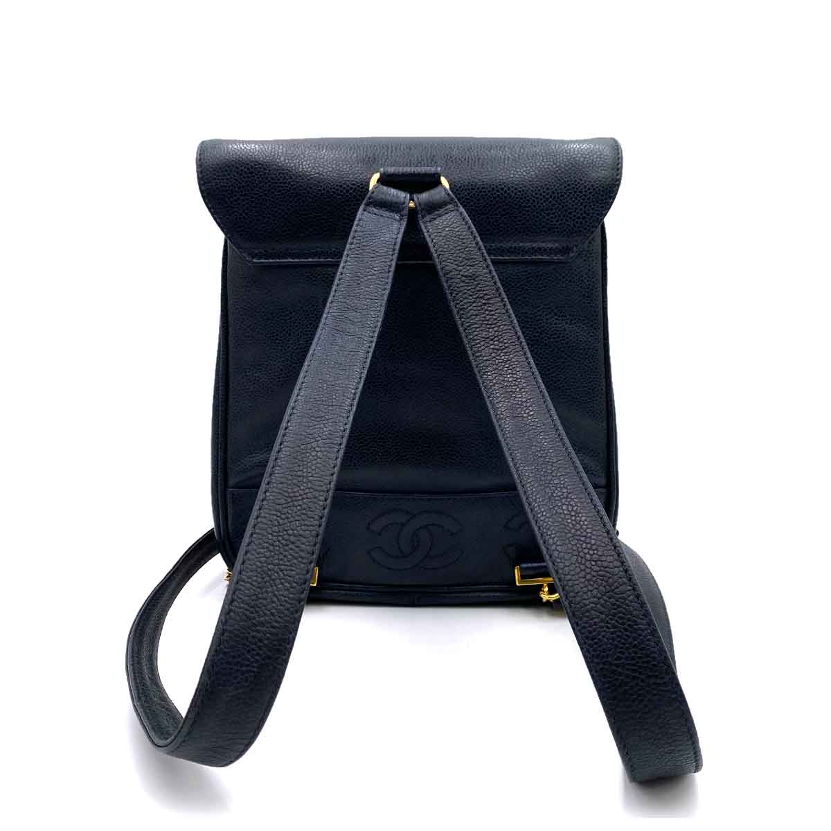 Luxury Promise CHANEL VINTAGE CHAIN BACKPACK NAVY CAVIAR SKIN 90233421