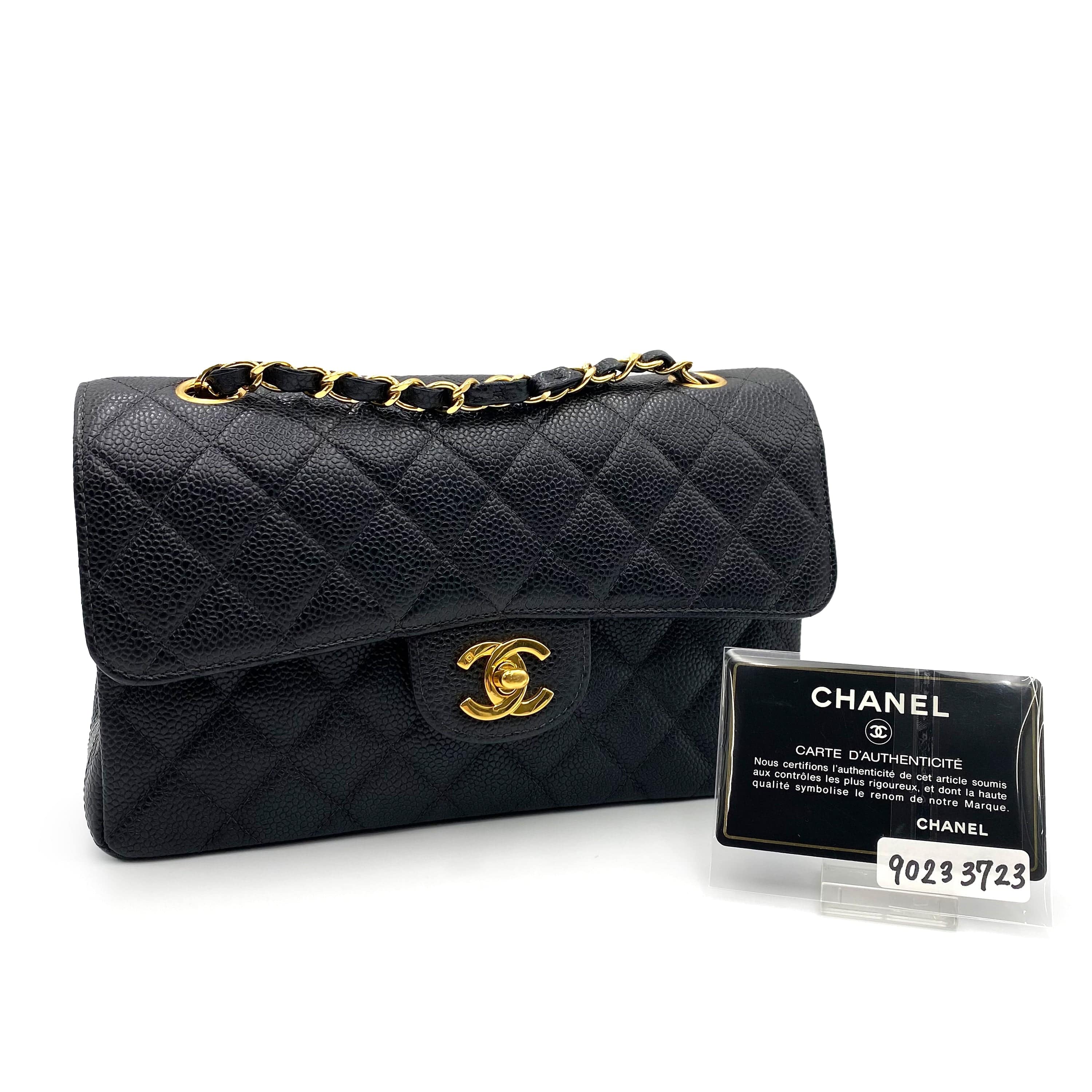 Luxury Promise CHANEL VINTAGE CLASSIC FLAP SMALL CHAIN SHOULDER BAG BLACK CAVIAR SKIN 90233723