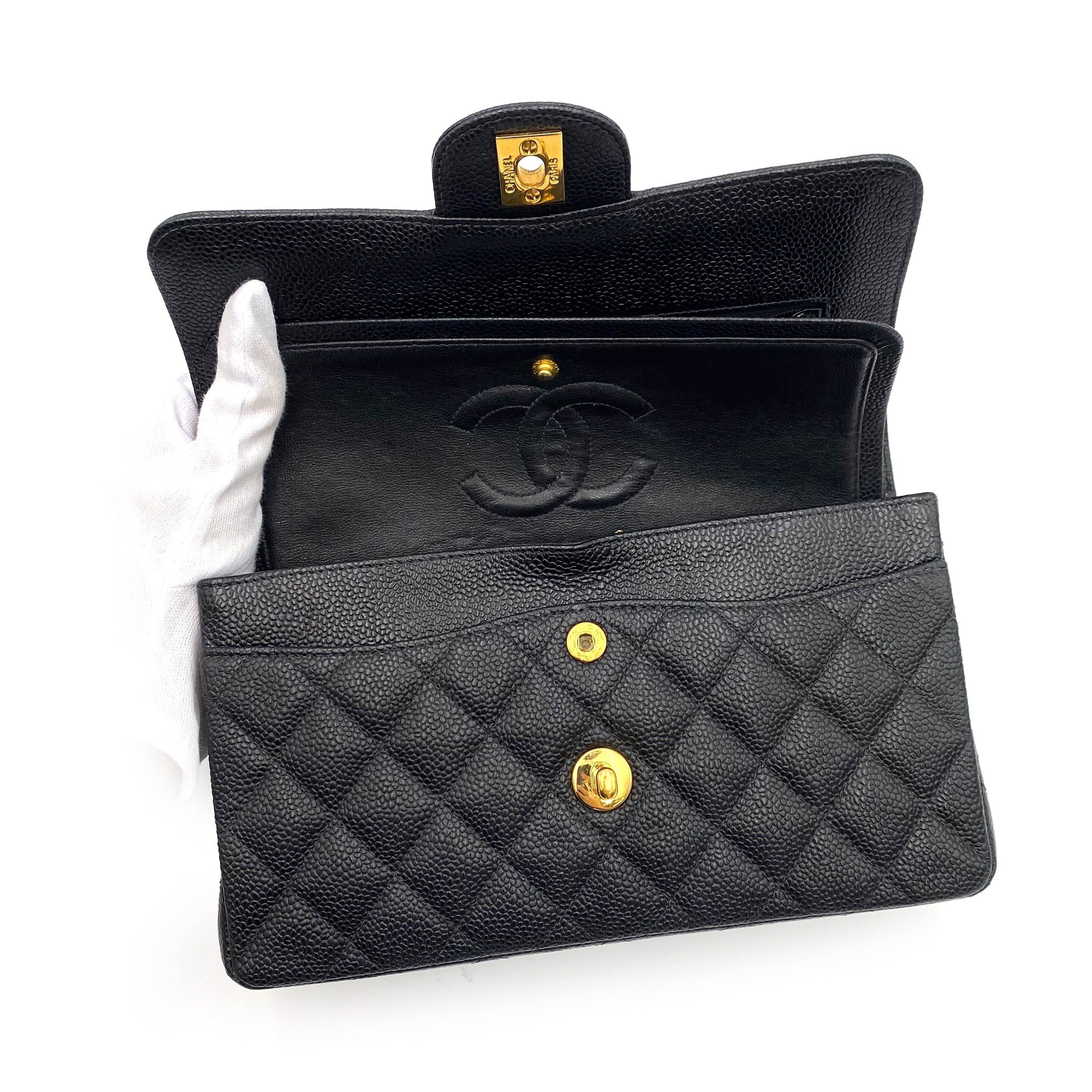 Luxury Promise CHANEL VINTAGE CLASSIC FLAP SMALL CHAIN SHOULDER BAG BLACK CAVIAR SKIN 90233723