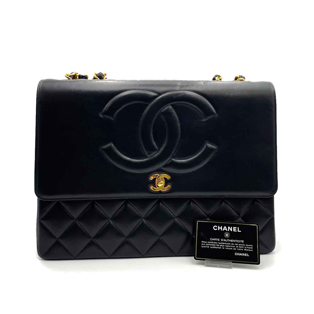 Luxury Promise Chanel Vintage Flap Maxi Timeless CC Turnlock Black lambskin GHW #2 90233652