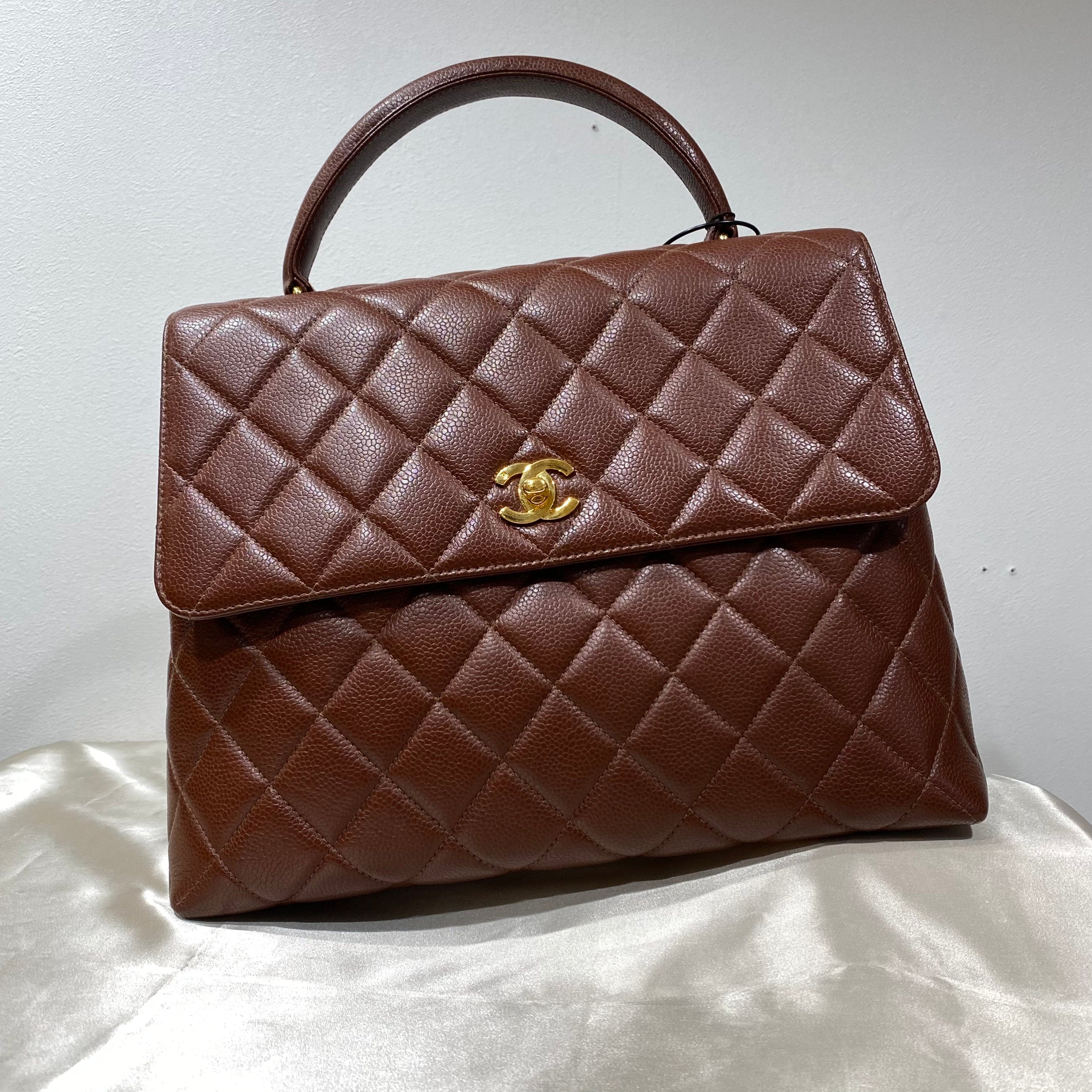 Luxury Promise CHANEL VINTAGE HAND BAG BROWN CAVIAR SKIN 90190793