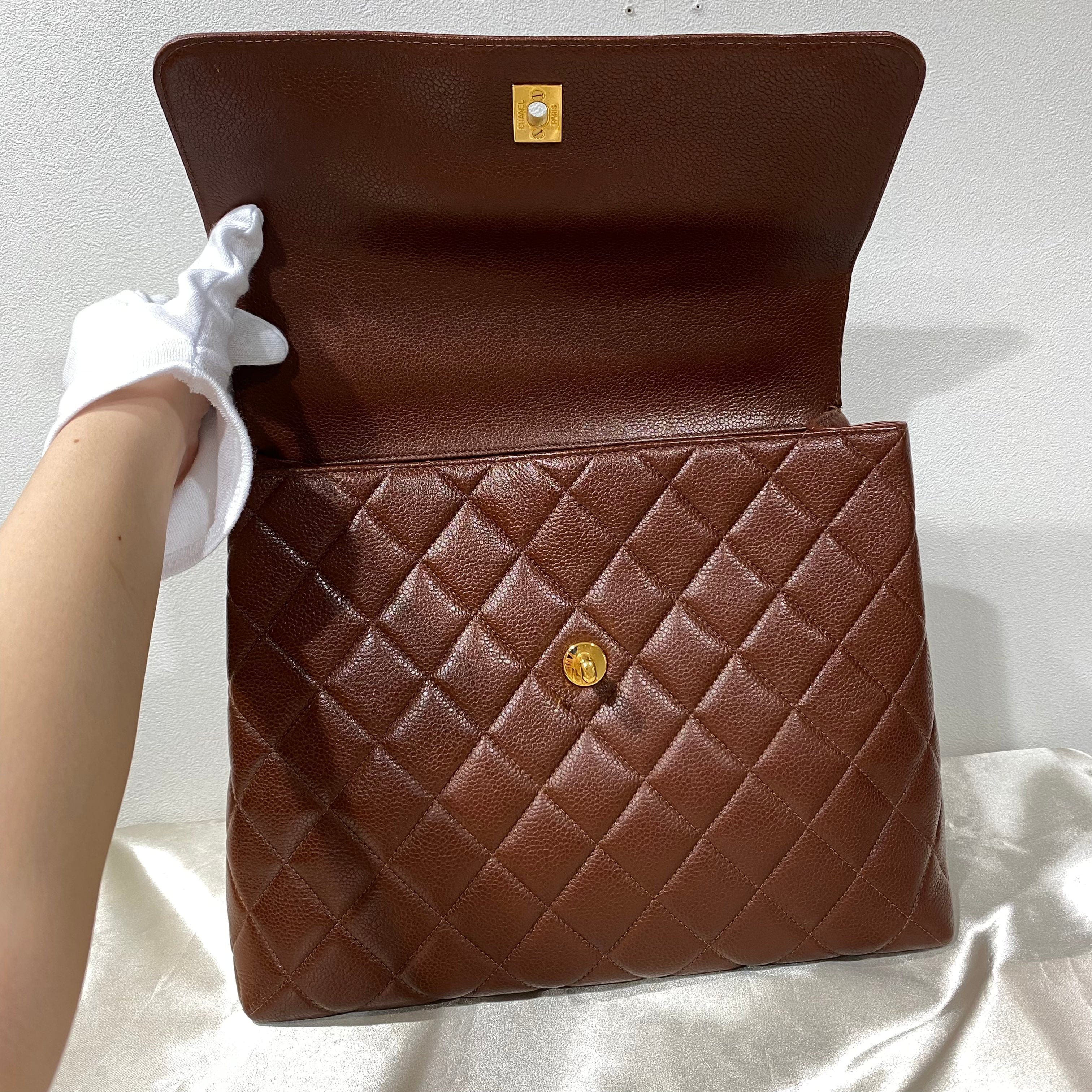 Luxury Promise CHANEL VINTAGE HAND BAG BROWN CAVIAR SKIN 90190793