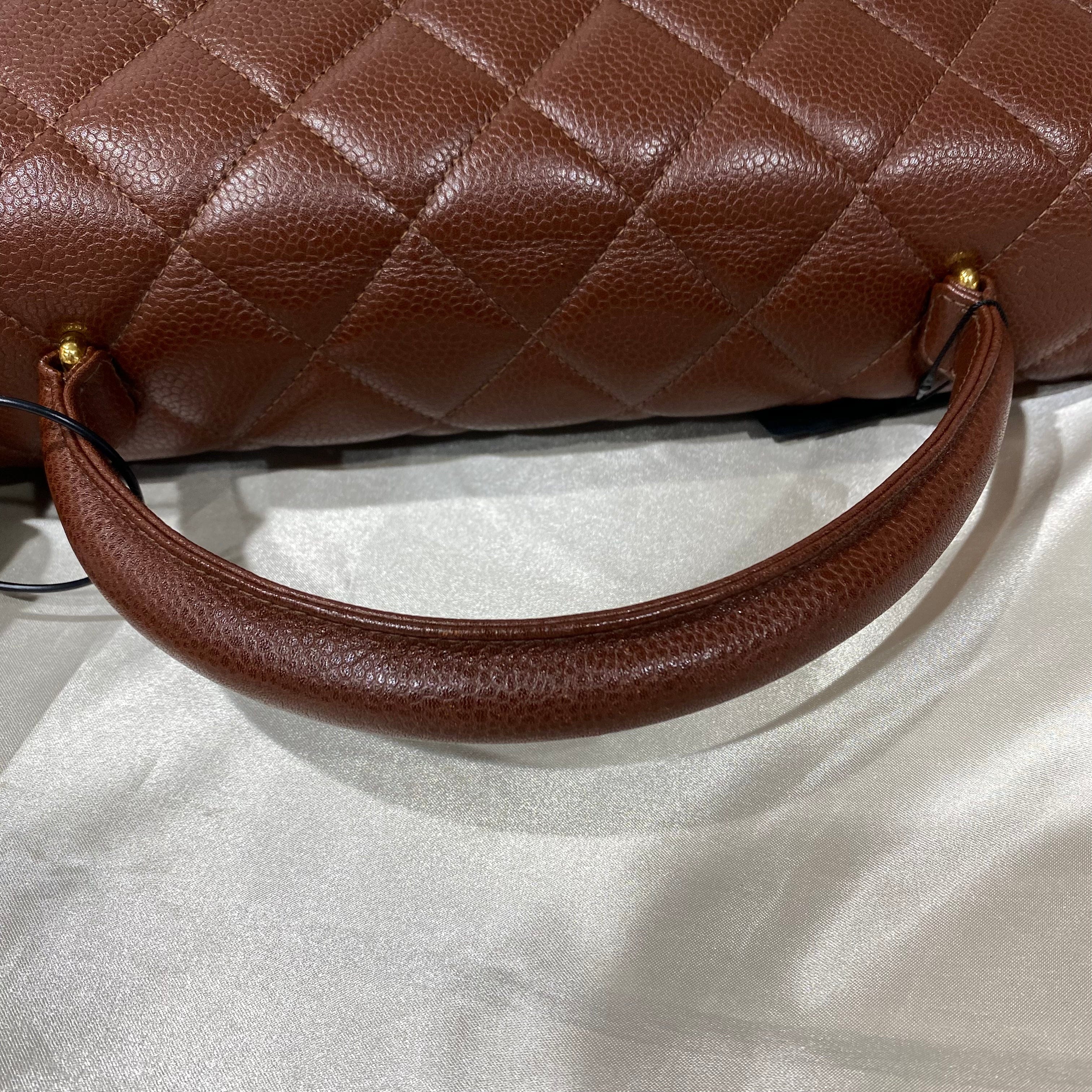 Luxury Promise CHANEL VINTAGE HAND BAG BROWN CAVIAR SKIN 90190793