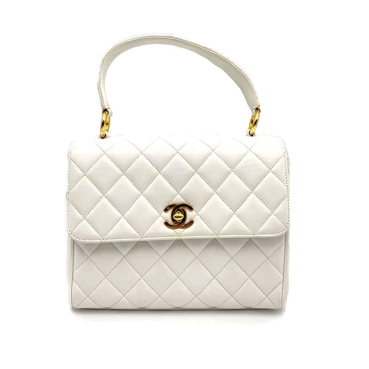 Luxury Promise CHANEL VINTAGE HAND BAG WHITE LAMB SKIN 90233609