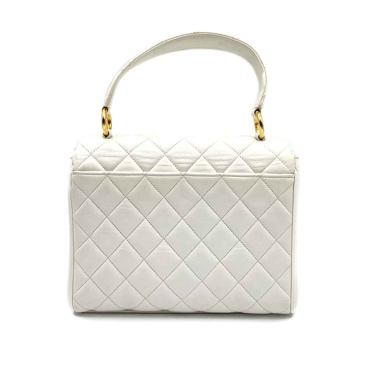 Luxury Promise CHANEL VINTAGE HAND BAG WHITE LAMB SKIN 90233609