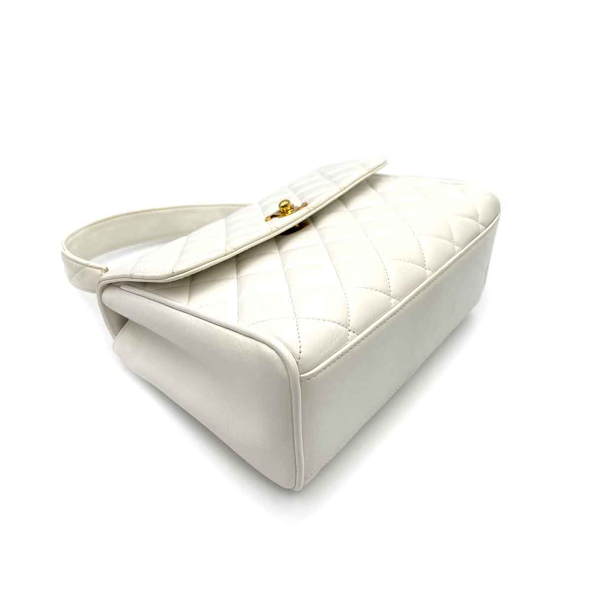 Luxury Promise CHANEL VINTAGE HAND BAG WHITE LAMB SKIN 90233609