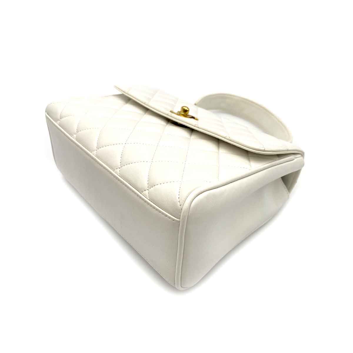 Luxury Promise CHANEL VINTAGE HAND BAG WHITE LAMB SKIN 90233609