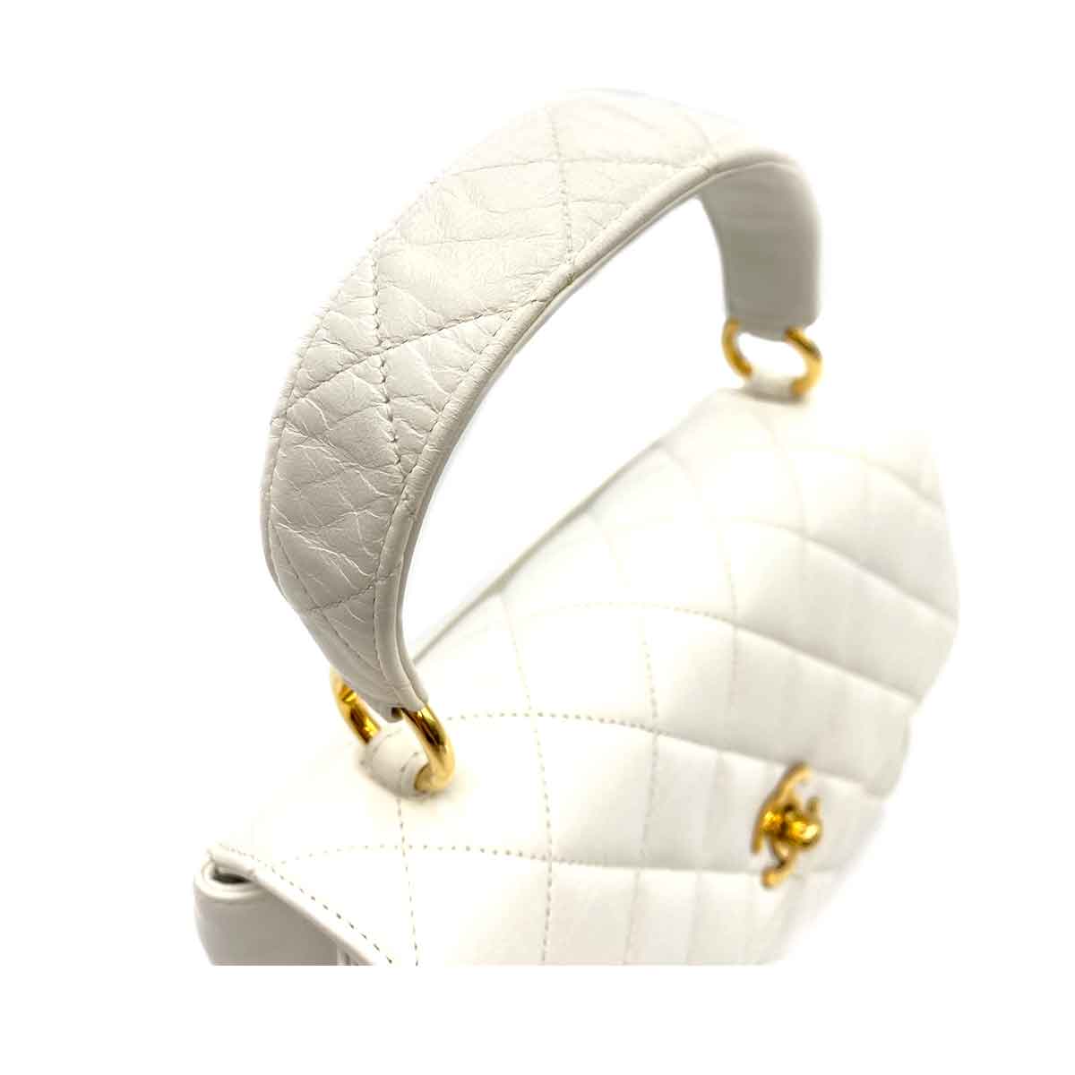 Luxury Promise CHANEL VINTAGE HAND BAG WHITE LAMB SKIN 90233609