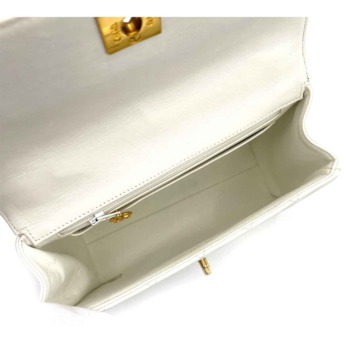 Luxury Promise CHANEL VINTAGE HAND BAG WHITE LAMB SKIN 90233609