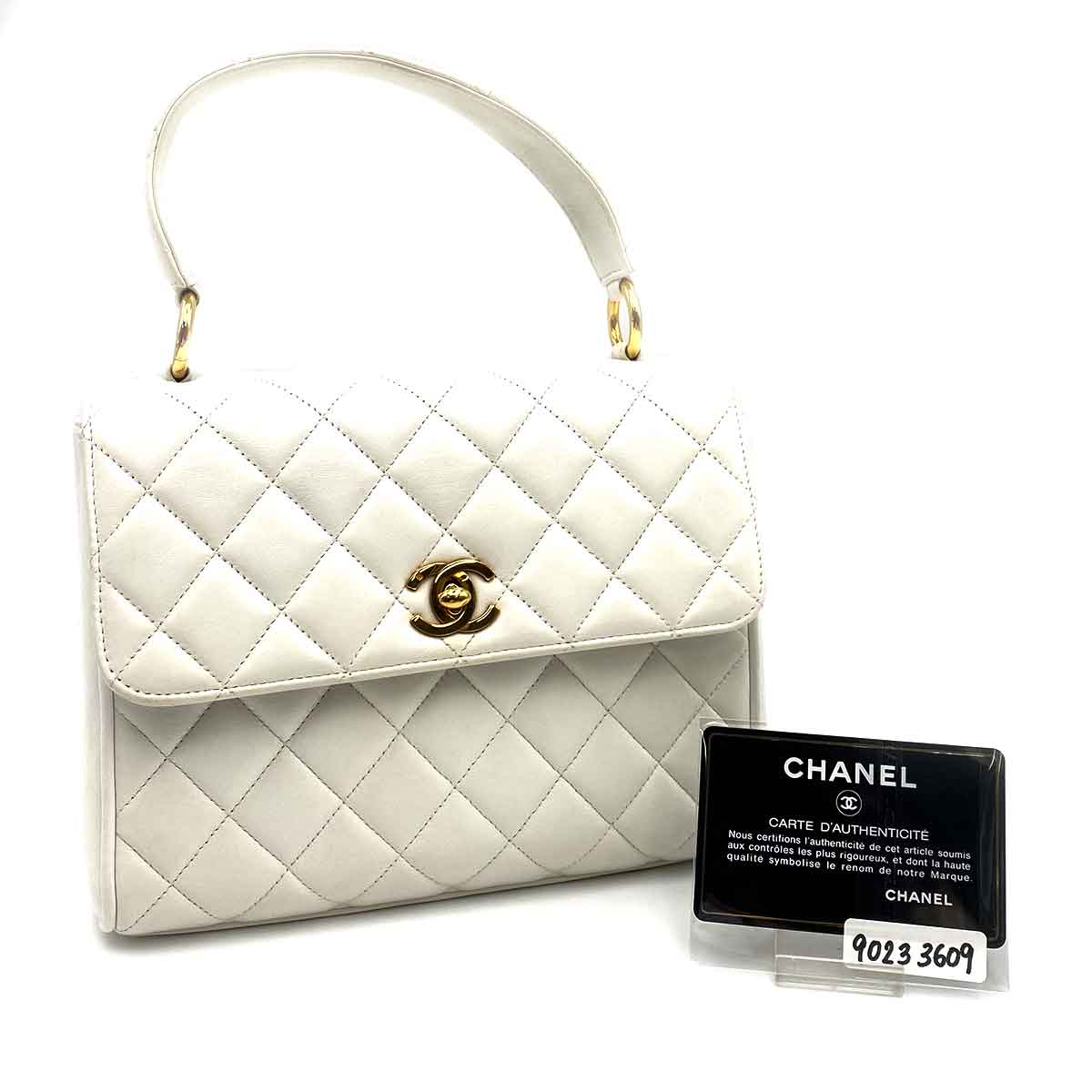 Luxury Promise CHANEL VINTAGE HAND BAG WHITE LAMB SKIN 90233609