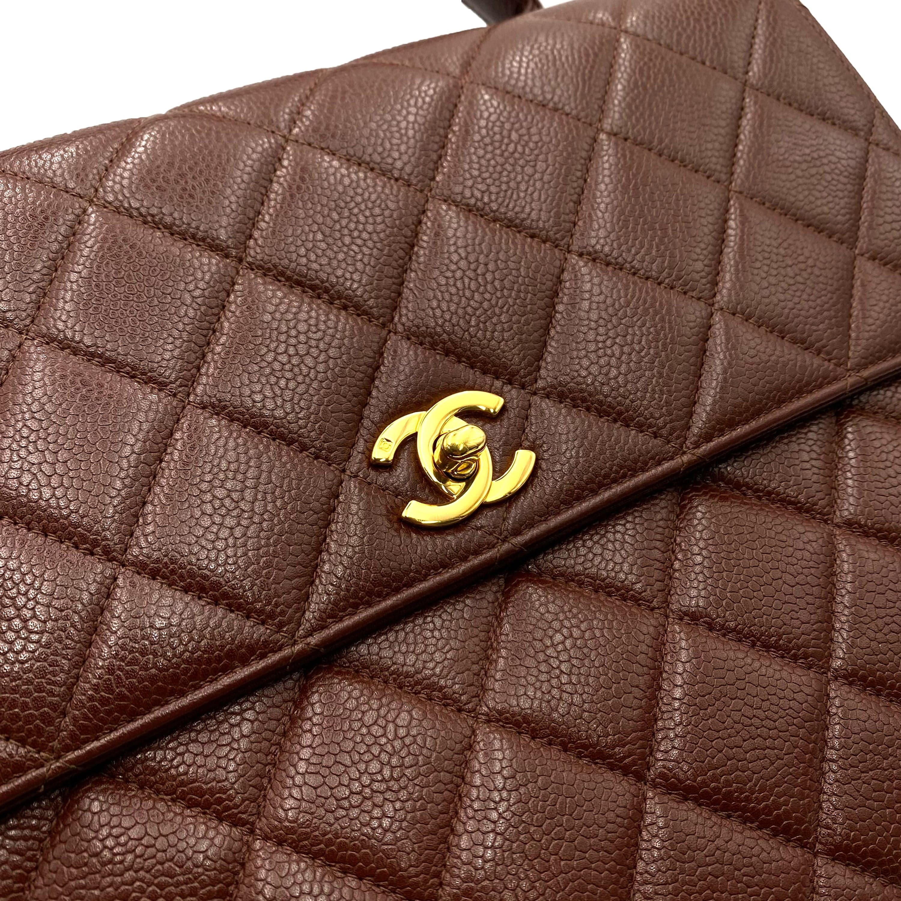 Luxury Promise CHANEL VINTAGE MATELASSE HAND BAG BROWN CAVIAR SKIN 90233151