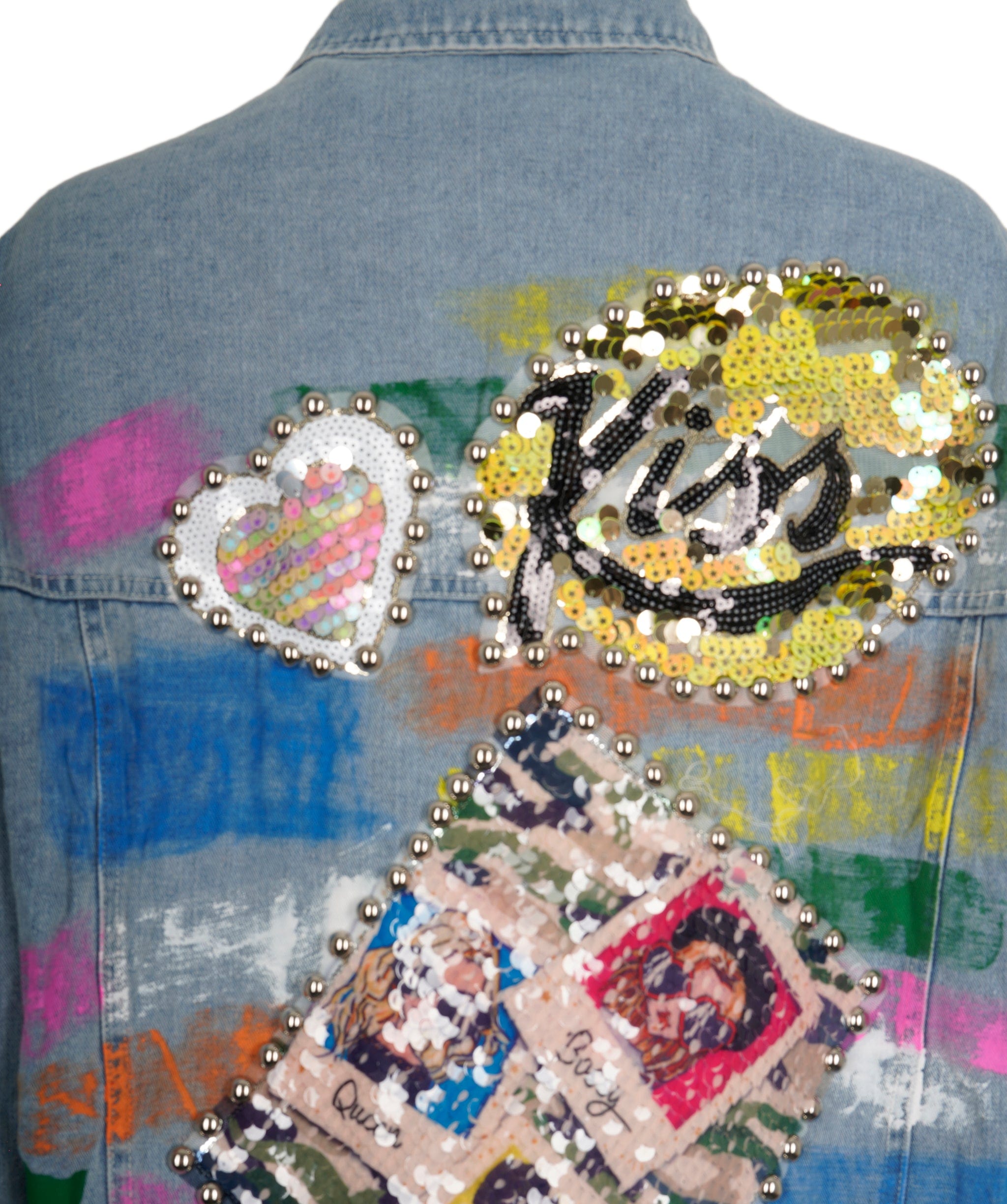 Luxury Promise KISS emberllished jean jacket ASL8279