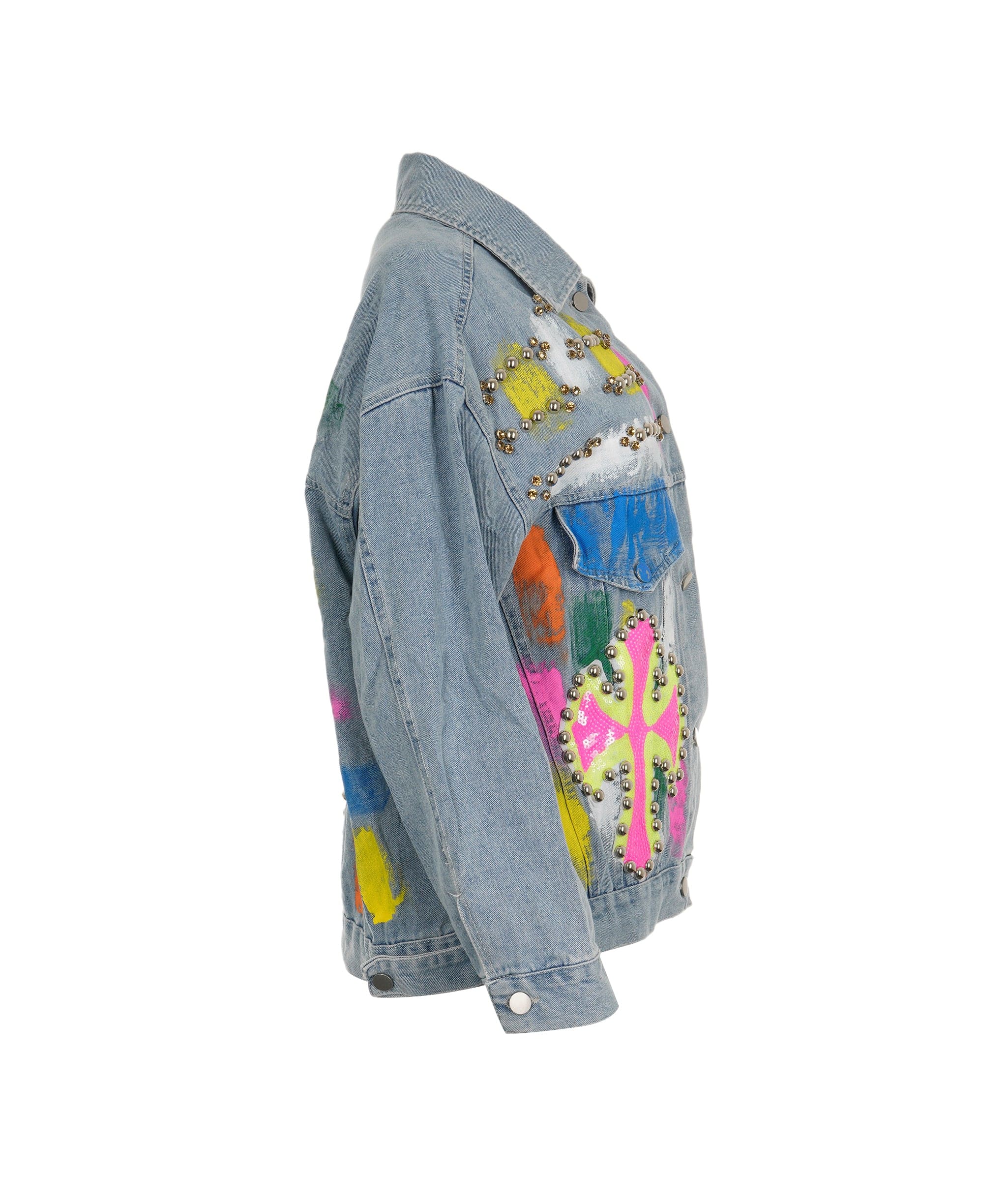 Luxury Promise KISS emberllished jean jacket ASL8279