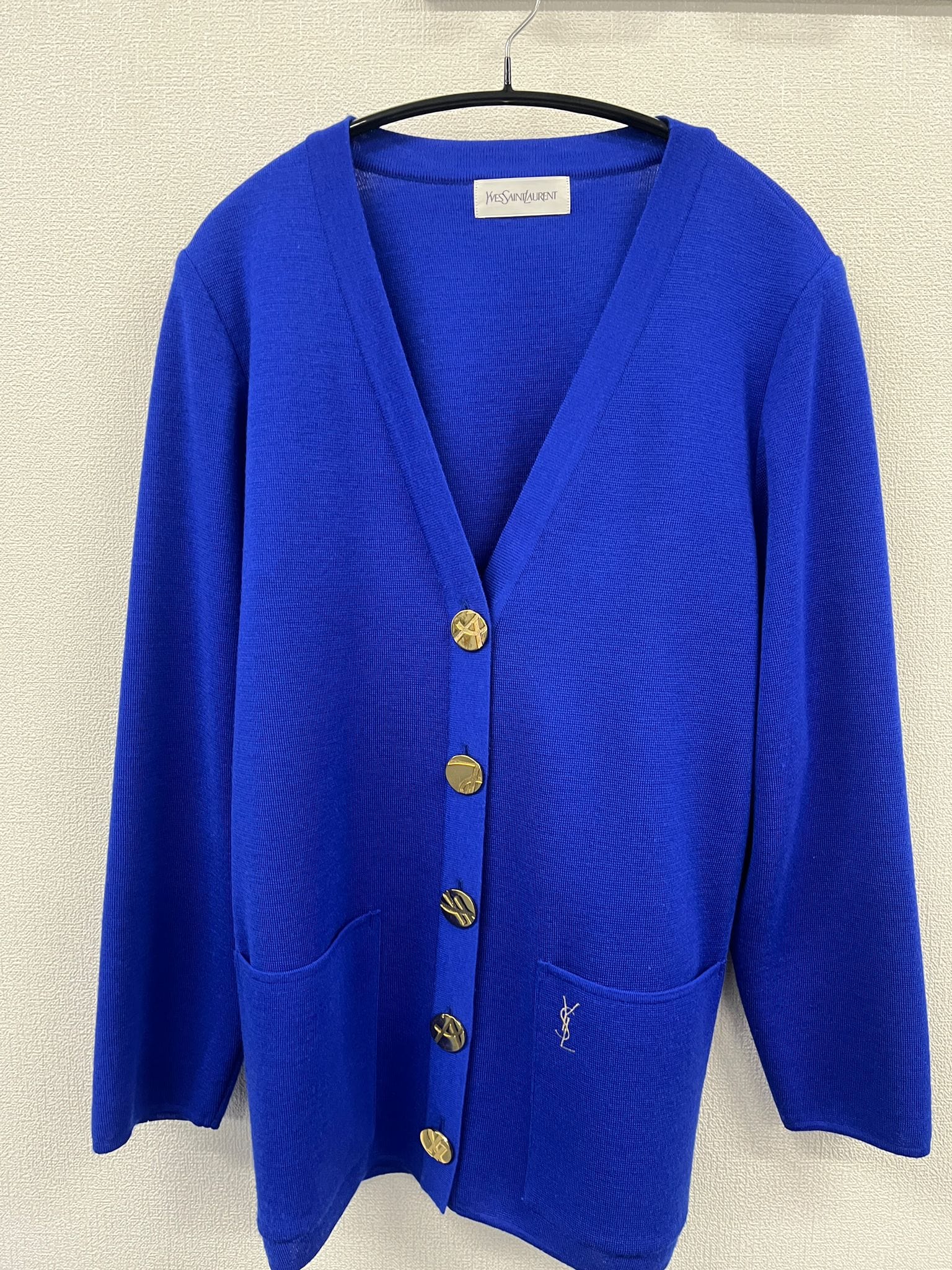 Luxury Promise YSL Logo Cardigan Blue