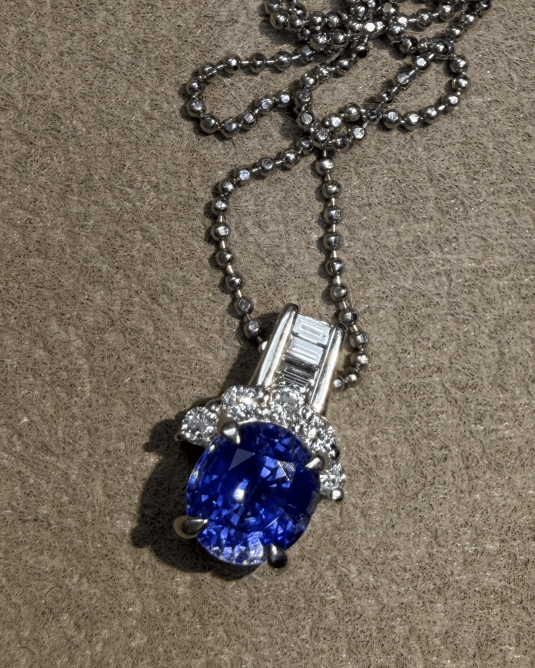 Luxury Promise Cornflower Blue Sri Lanka Blue Sapphire Necklace / S1.33ct / D0.16ct (39cm) 4115 JJC0591