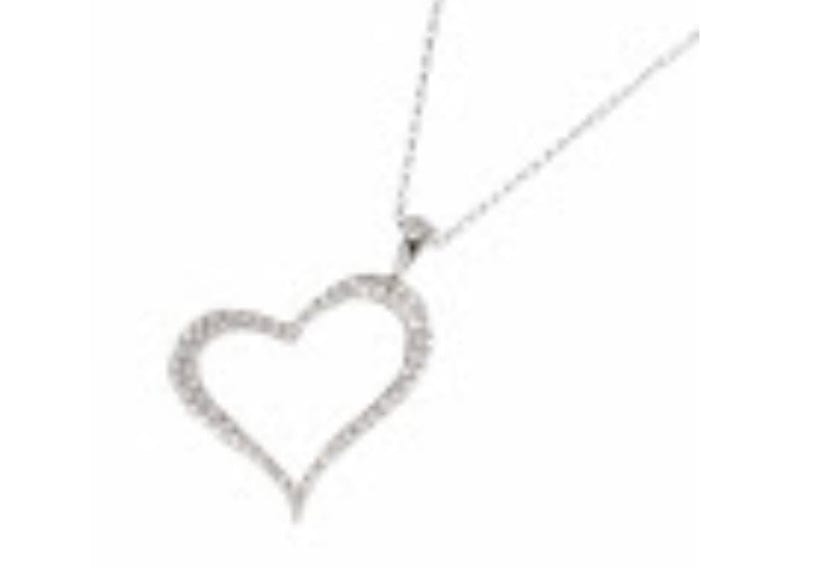 Luxury Promise Diamond 0.60ct Heart Necklace 18K K18 WG White Gold 750 90212455