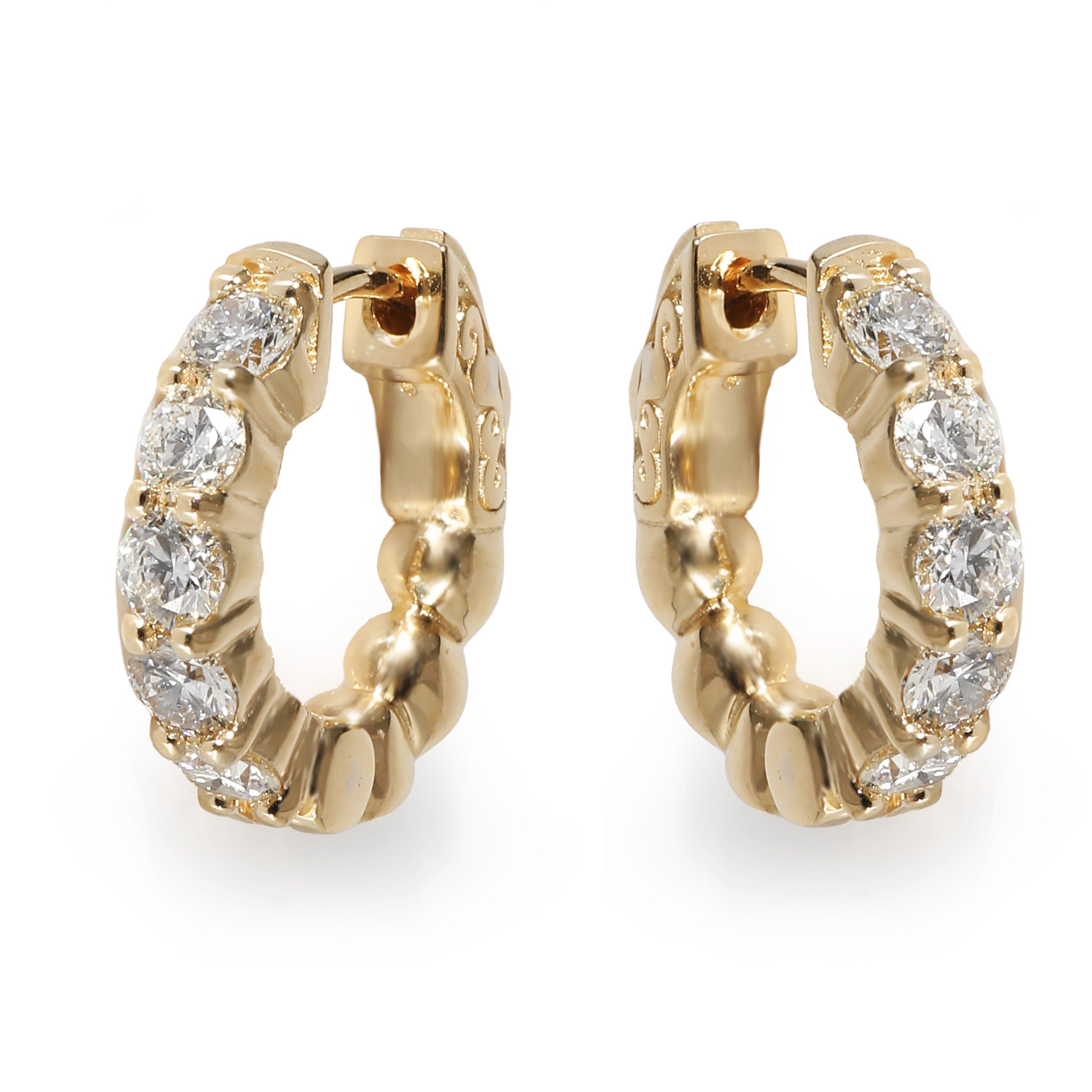 Luxury Promise Diamond Mini Hoop Earrings in 14K Yellow Gold 1/1ctw