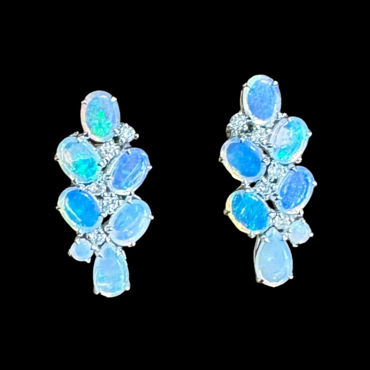 Luxury Promise Opal Stud Earrings set in 18K White Gold