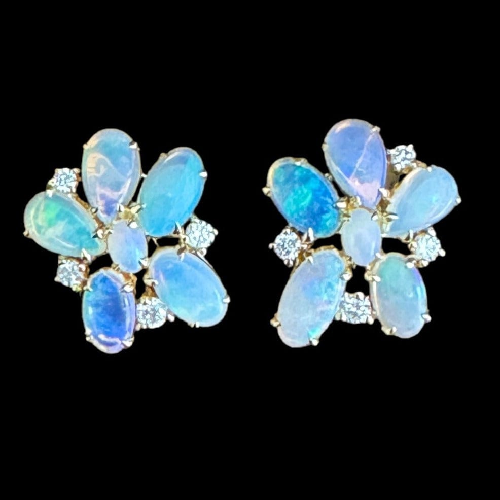 Luxury Promise Opal Stud Earrings set in 18K Yellow Gold