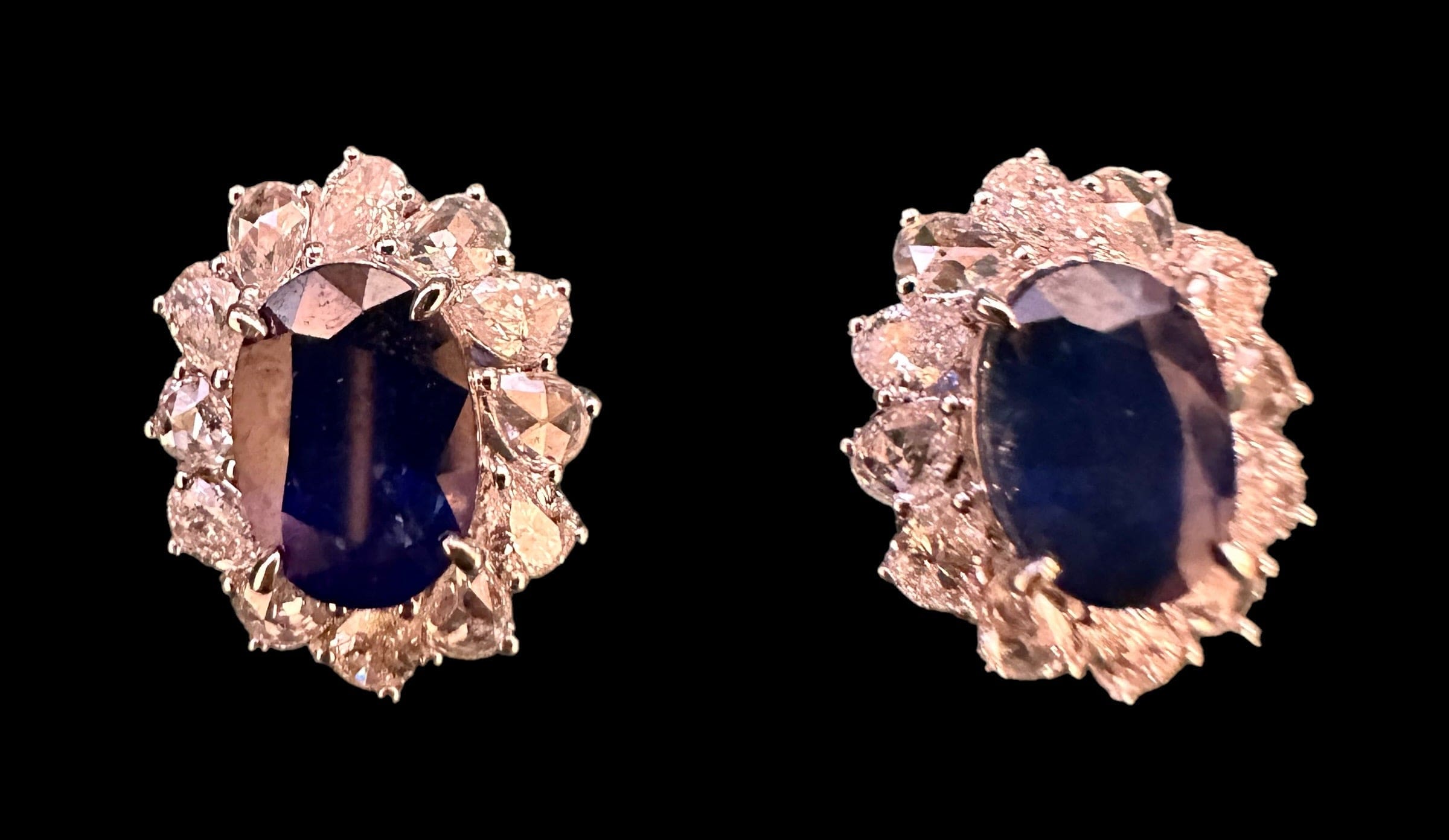 Luxury Promise Oval Sapphire & Diamond Stud Earrings