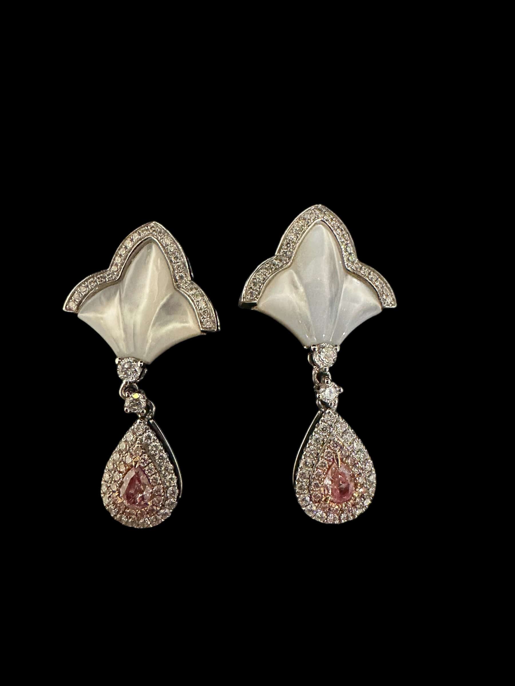 Luxury Promise Pink Diamond, Mother of Pearl & Diamond Earrings