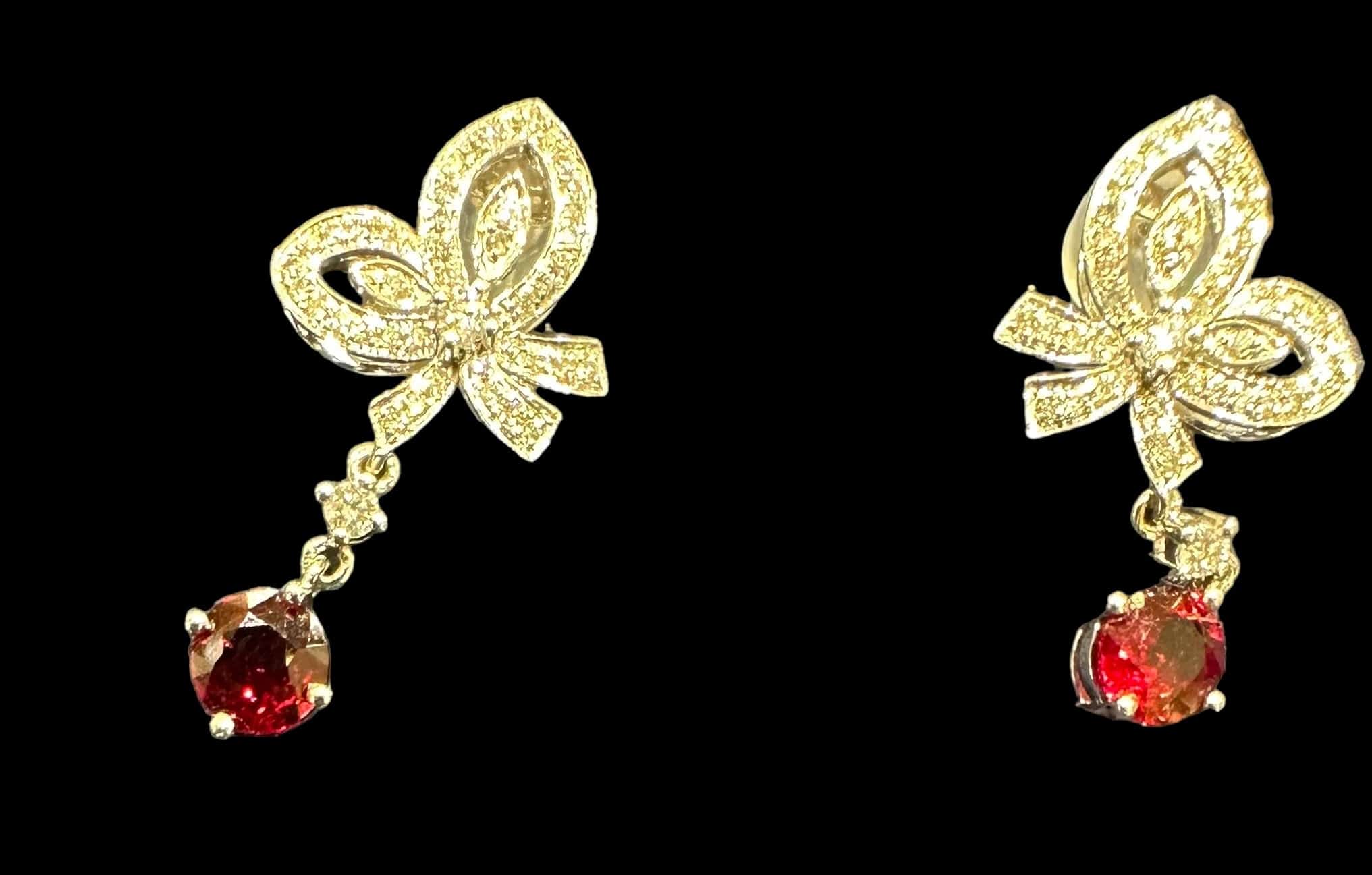 Luxury Promise Ruby drop earrings with Decorative studs