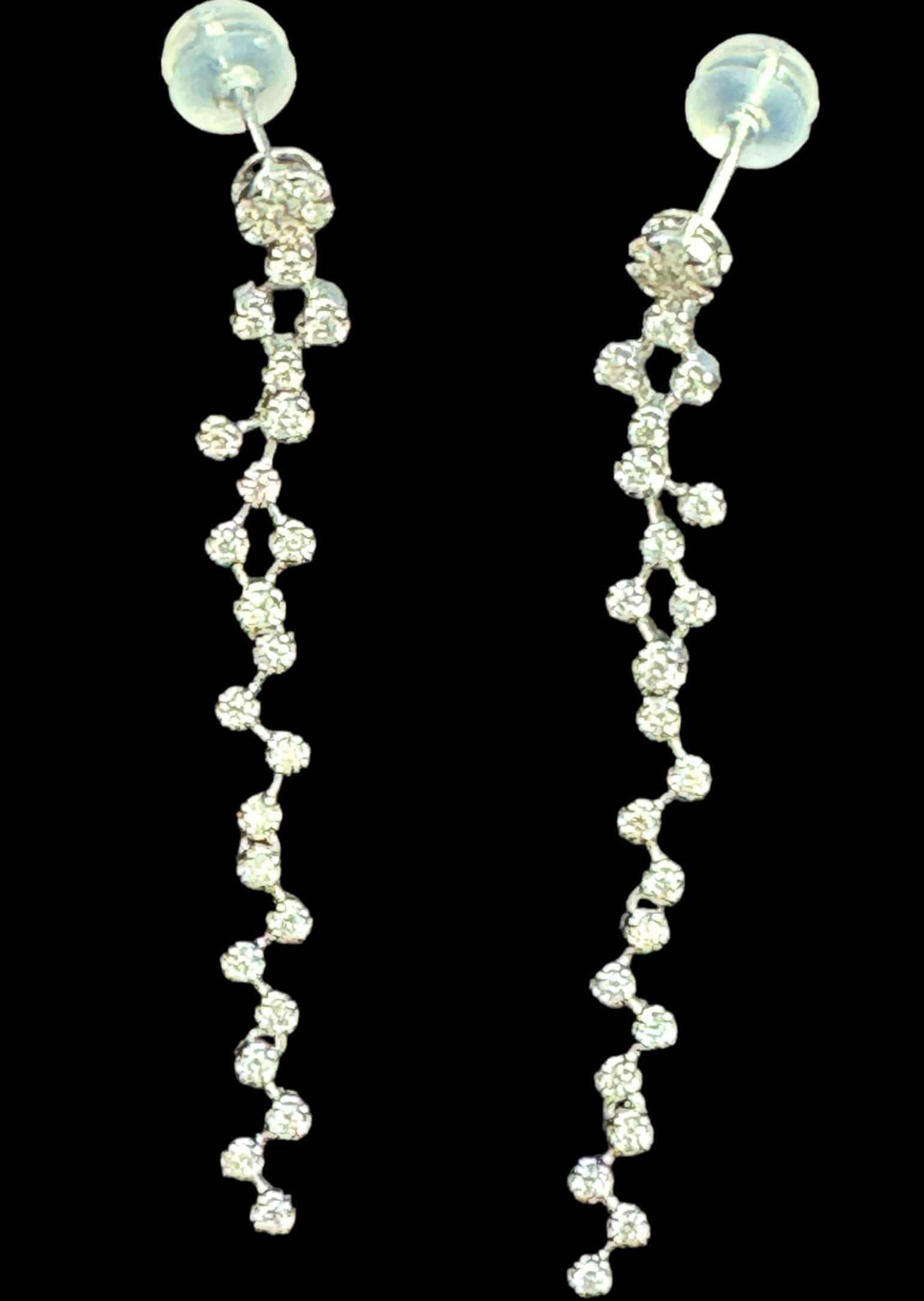 Luxury Promise Scattered Diamond Drop Earrings set in 18K White Gold